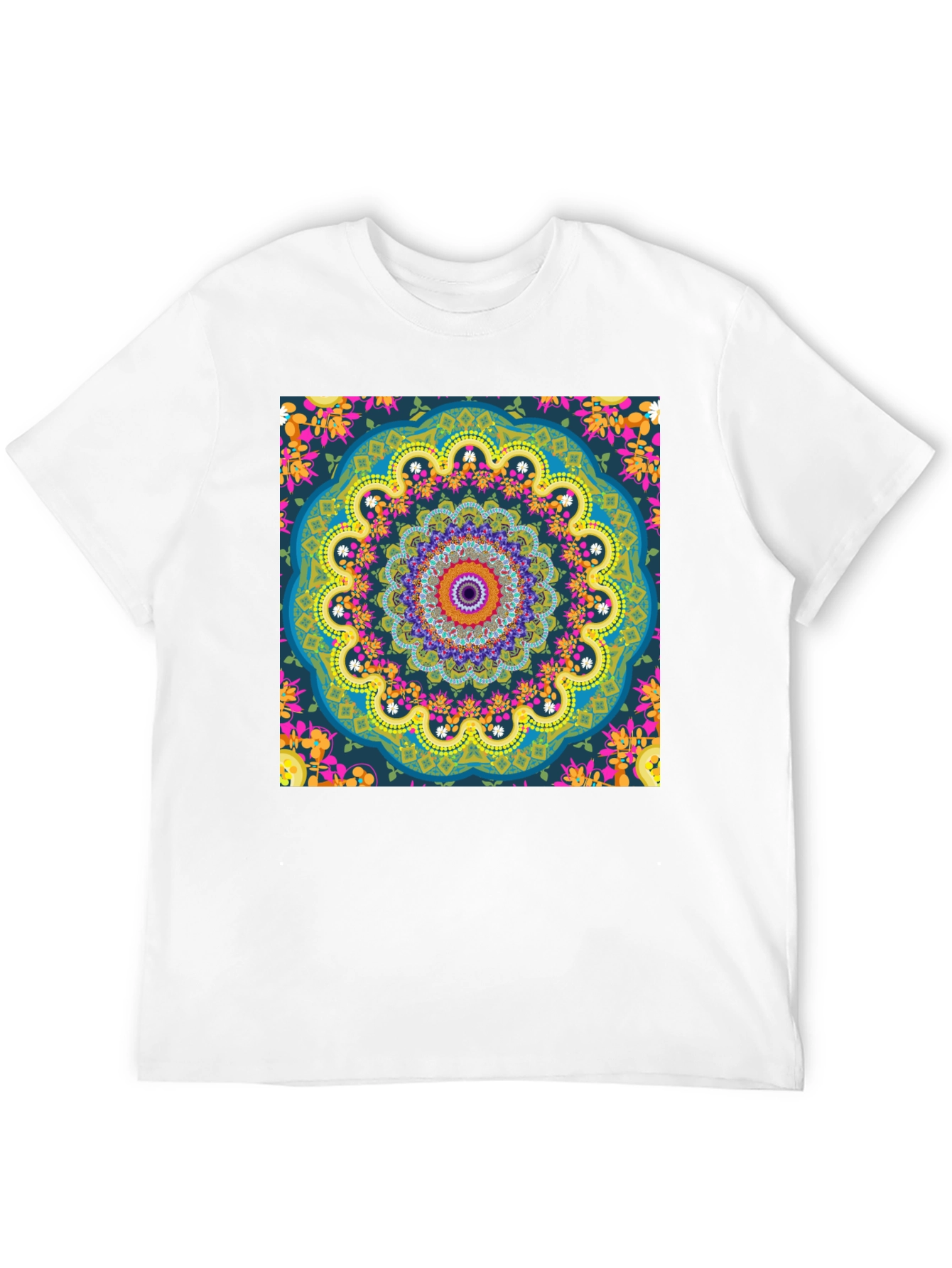 Mandala Print Mens Black T-Shirt