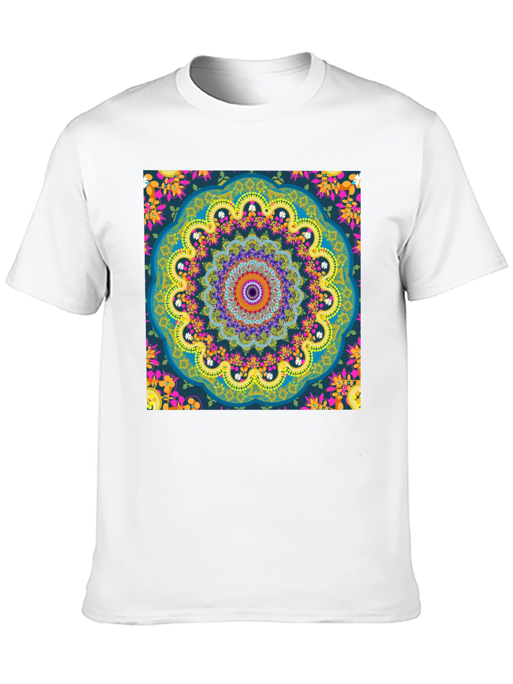 Mandala Print Mens Black T-Shirt