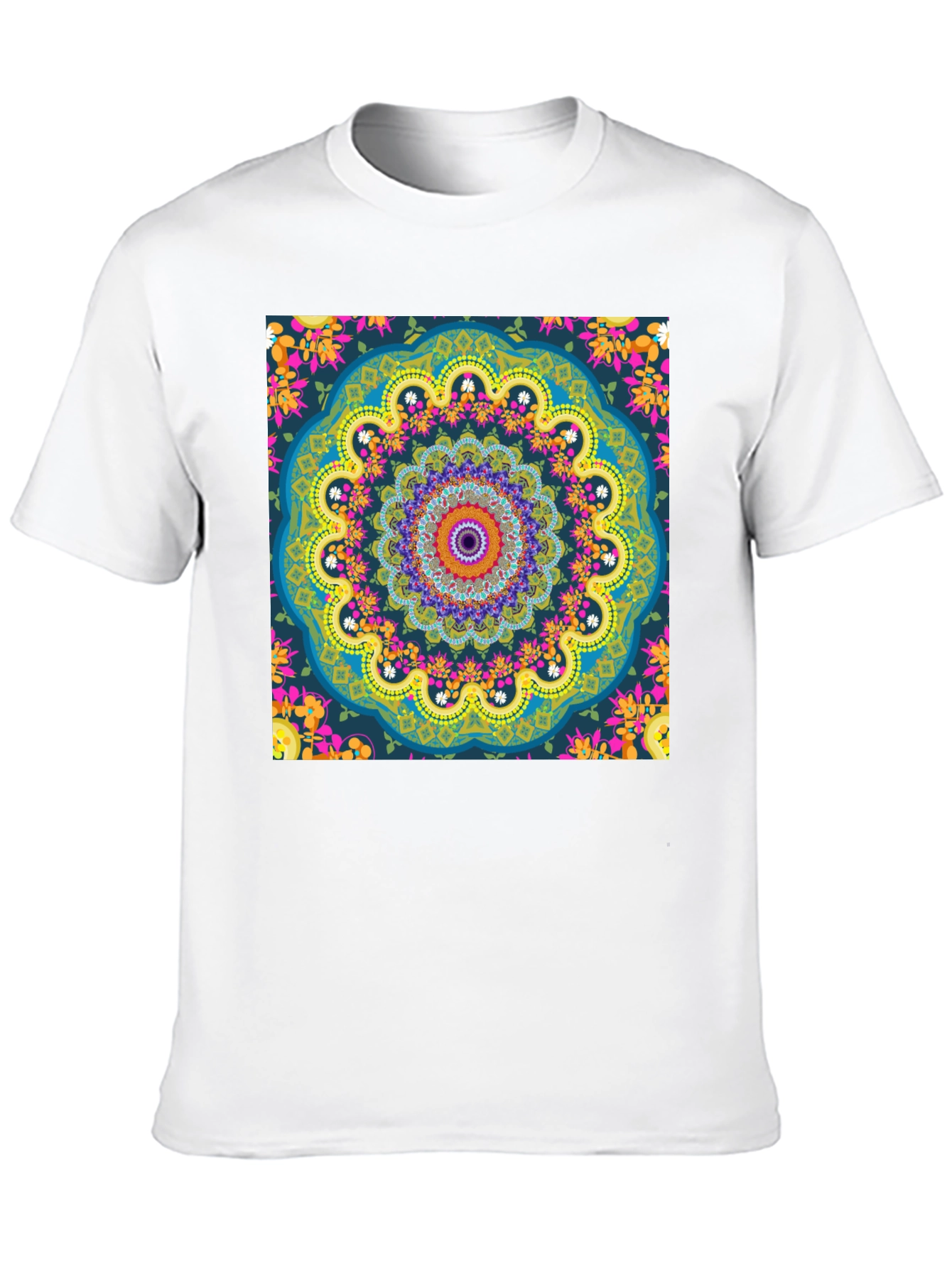 Mandala Print Mens Black T-Shirt
