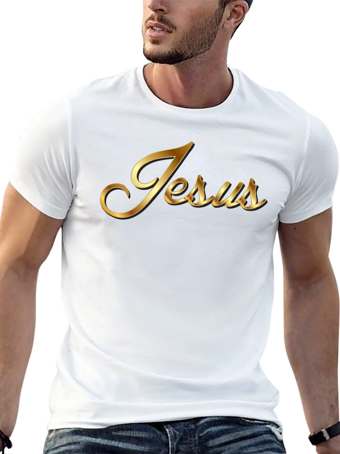 Jesus Gold Script Black T-Shirt
