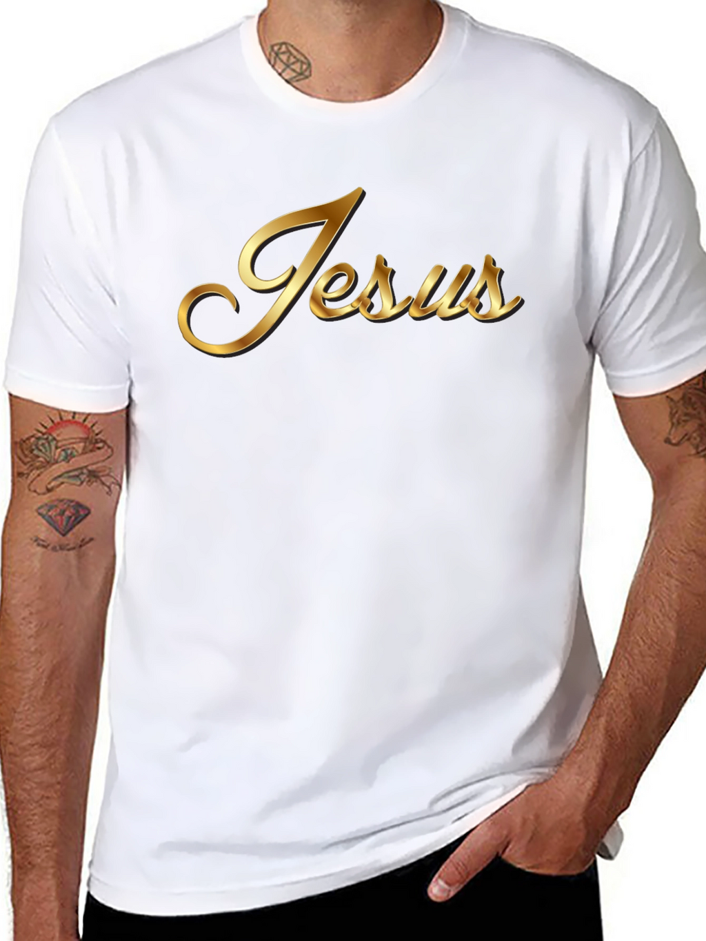Jesus Gold Script Black T-Shirt