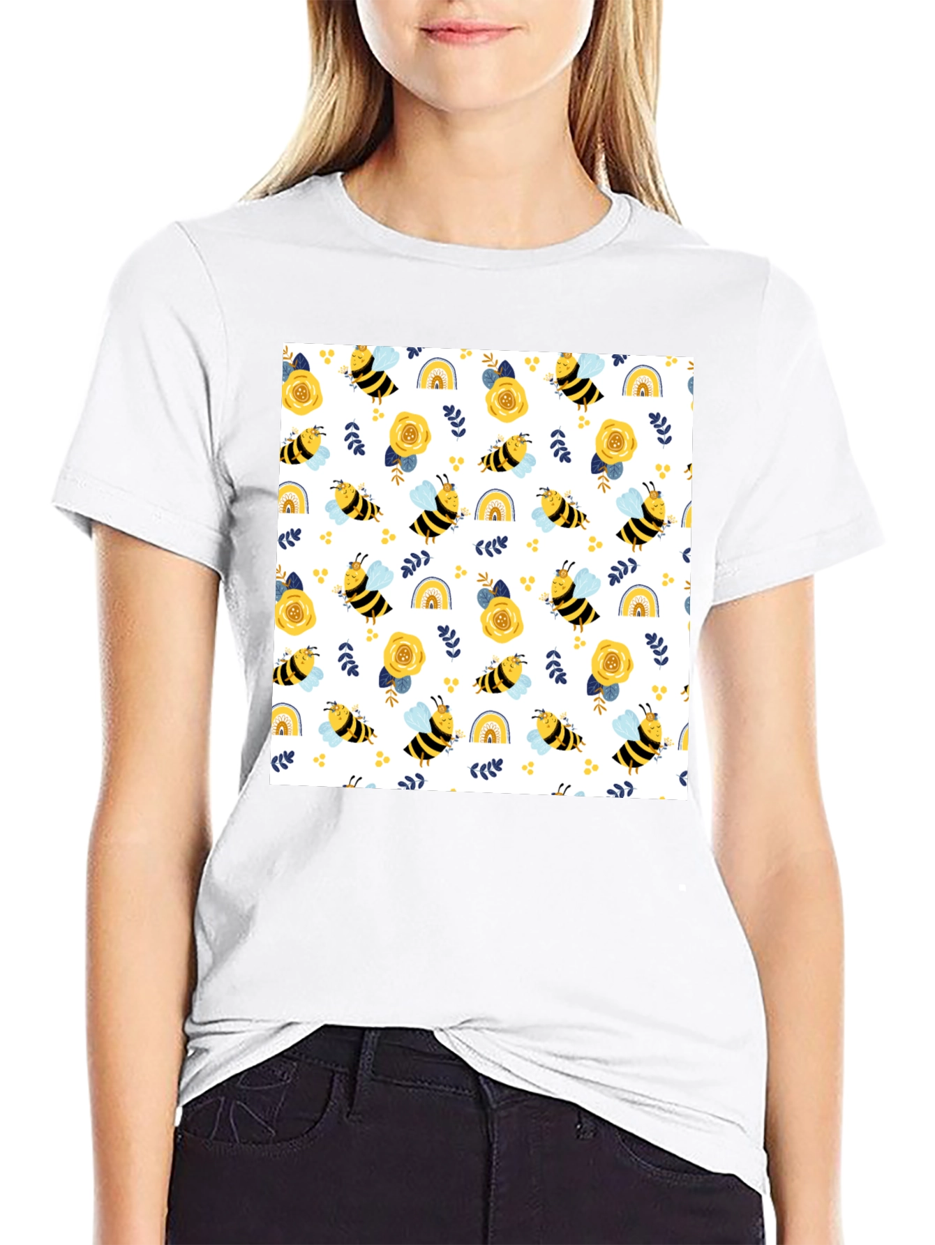 Honey Bee Pattern T-Shirt