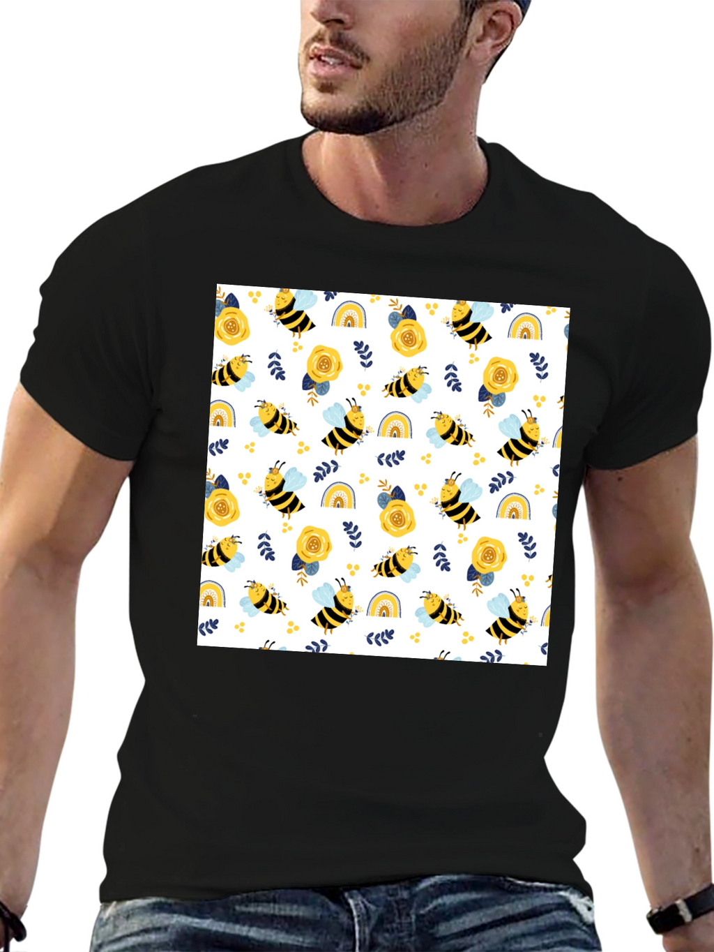 Honey Bee Pattern T-Shirt