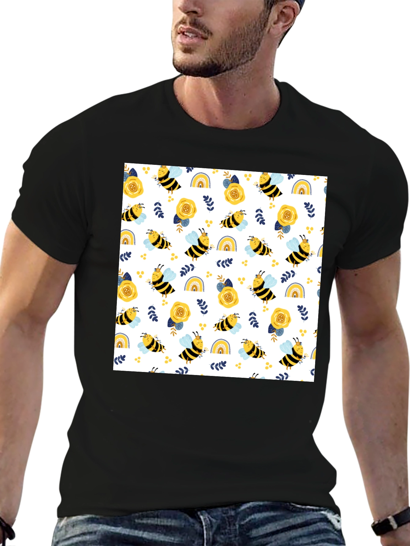 Honey Bee Pattern T-Shirt