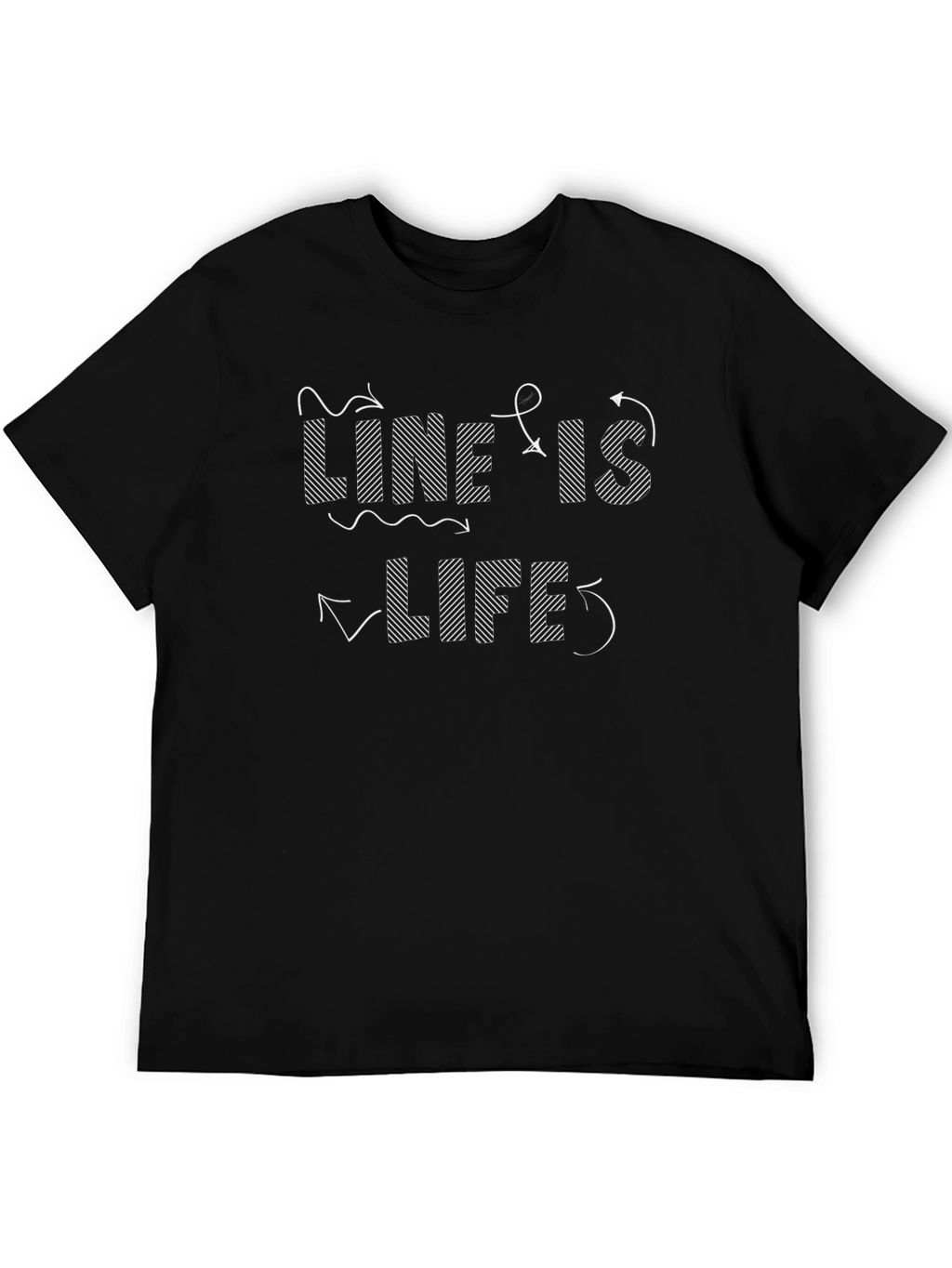 Line Is Life Graphic Print Black T-Shirt