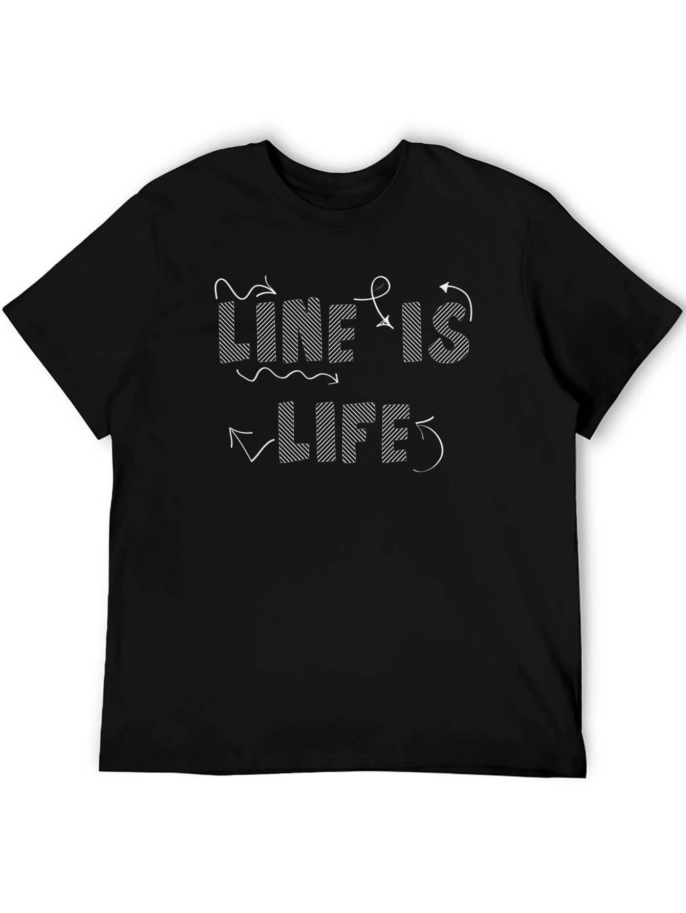 Line Is Life Graphic Print Black T-Shirt