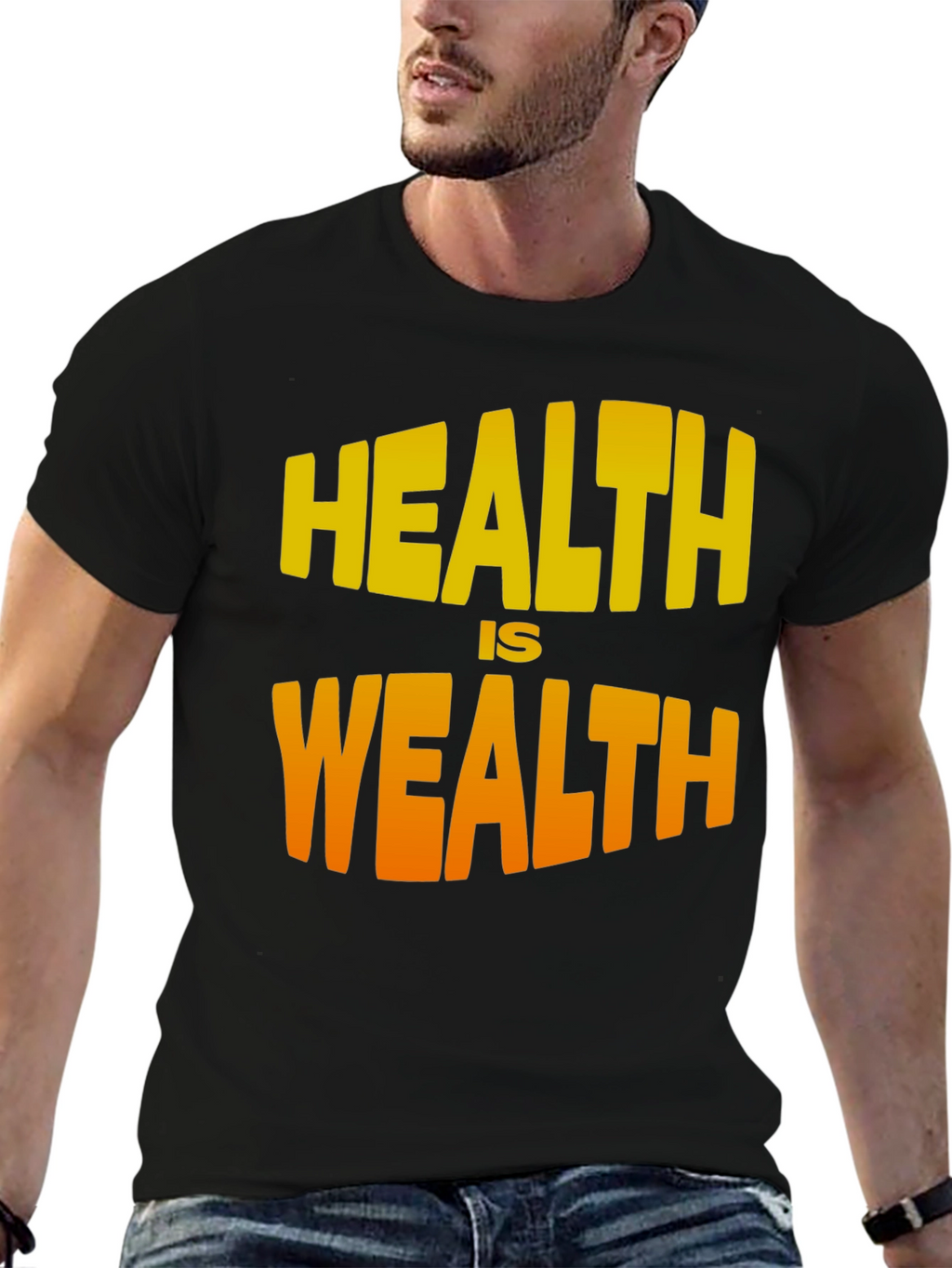 Health is Wealth Graphic T-Shirt - Black