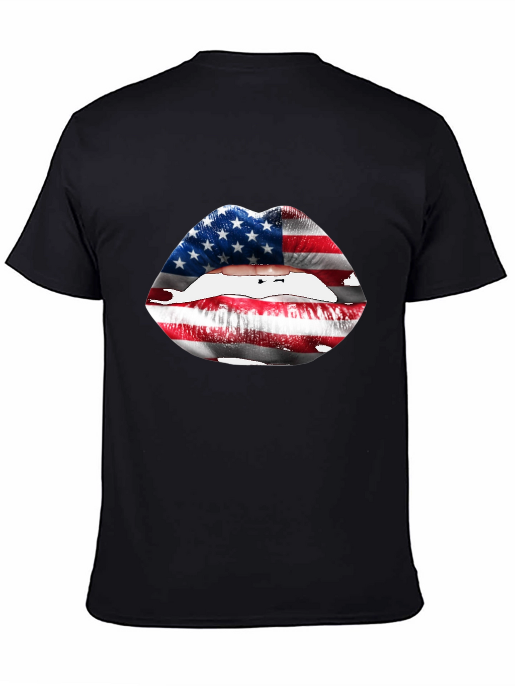 USA Flag Lips T-Shirt - Patriotic Graphic Tee