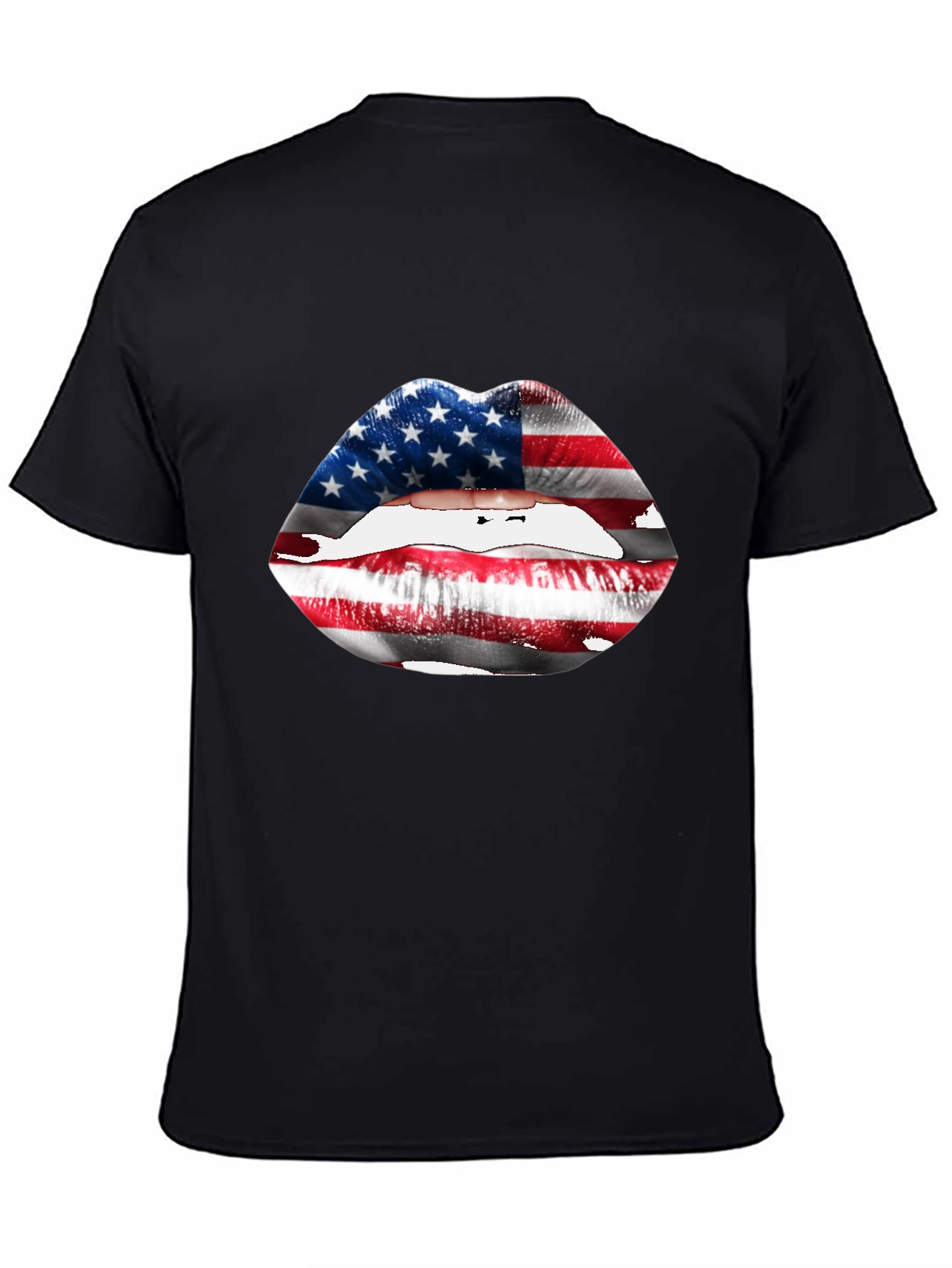 USA Flag Lips T-Shirt - Patriotic Graphic Tee
