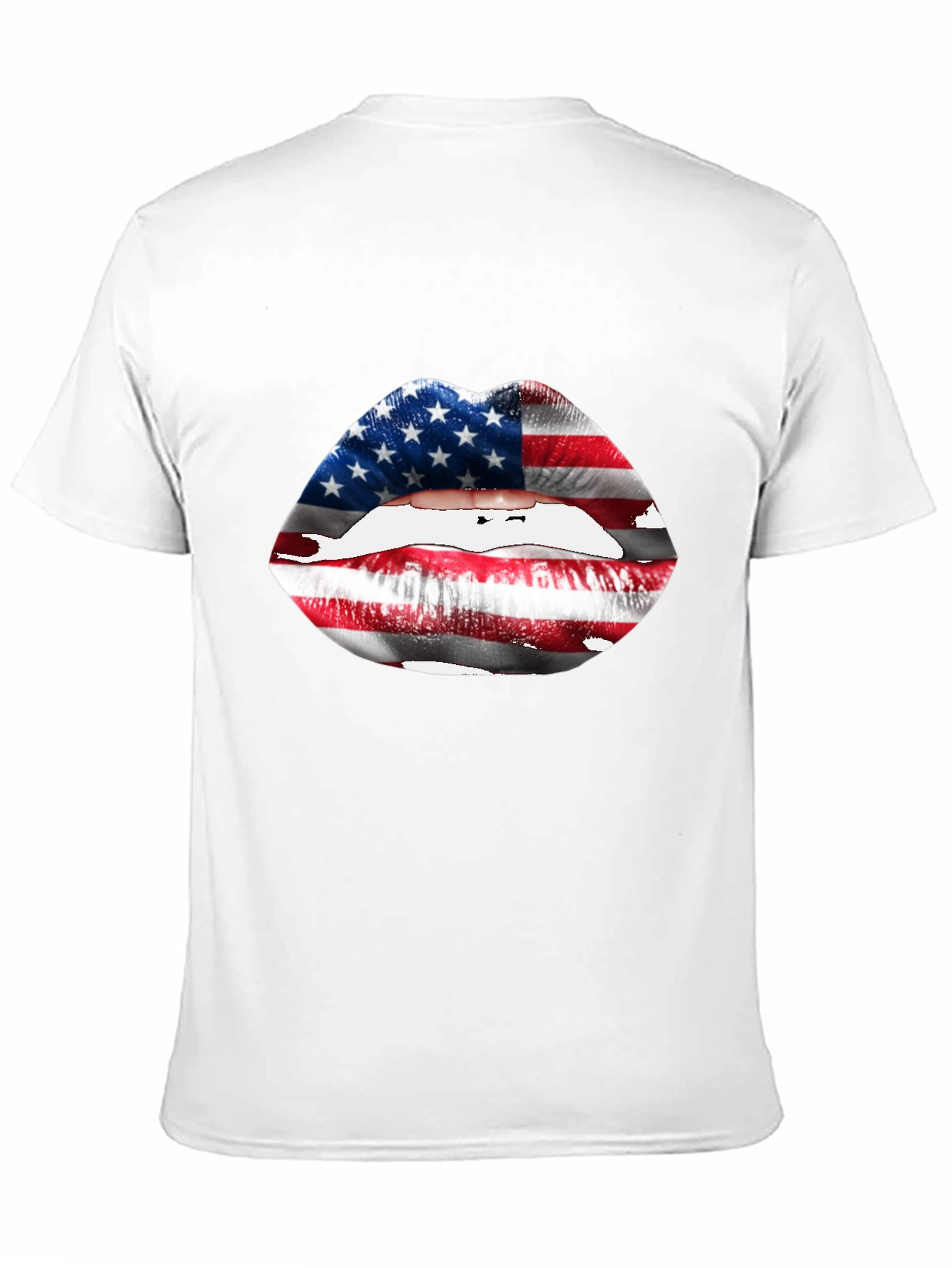 USA Flag Lips T-Shirt - Patriotic Graphic Tee