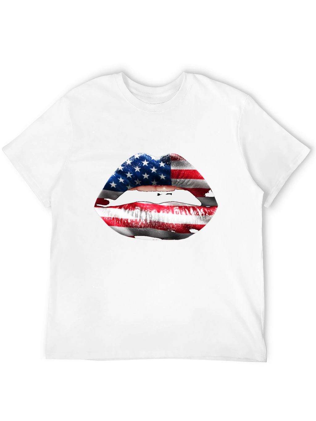 USA Flag Lips T-Shirt - Patriotic Graphic Tee