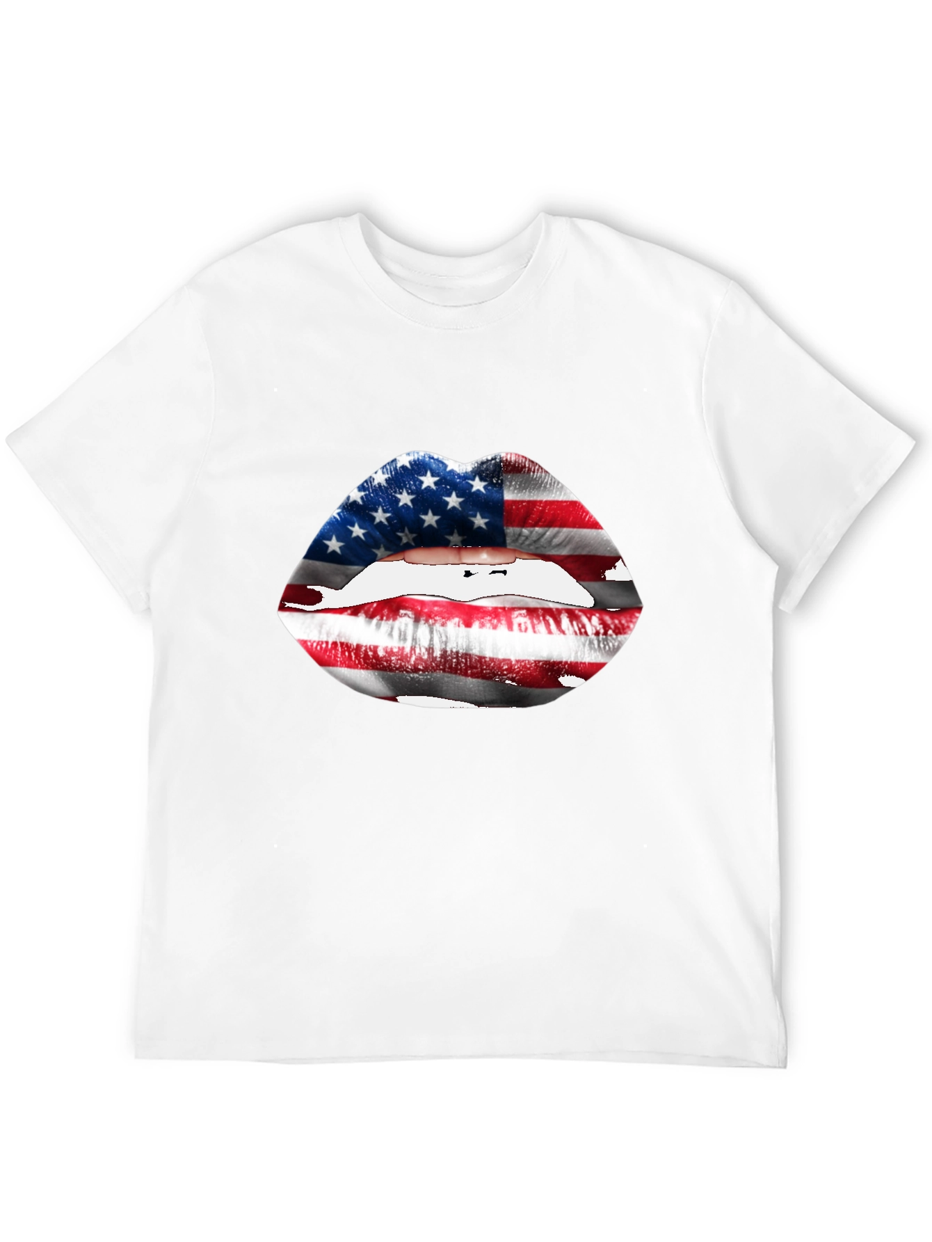 USA Flag Lips T-Shirt - Patriotic Graphic Tee