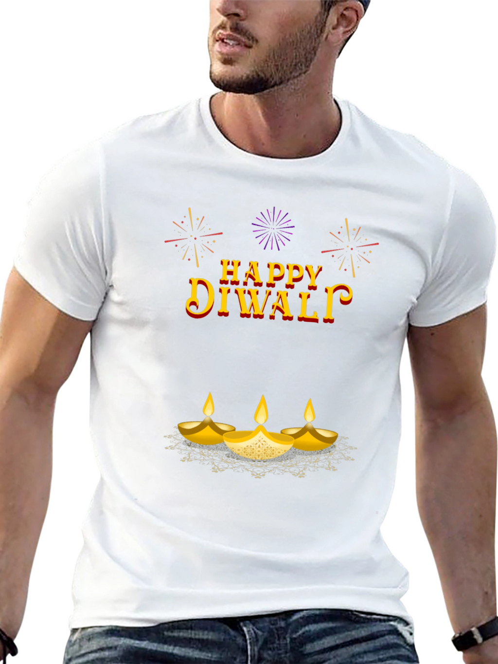 Happy Diwali Graphic T-Shirt - Black