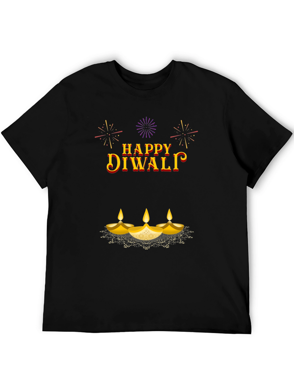 Happy Diwali Graphic T-Shirt - Black