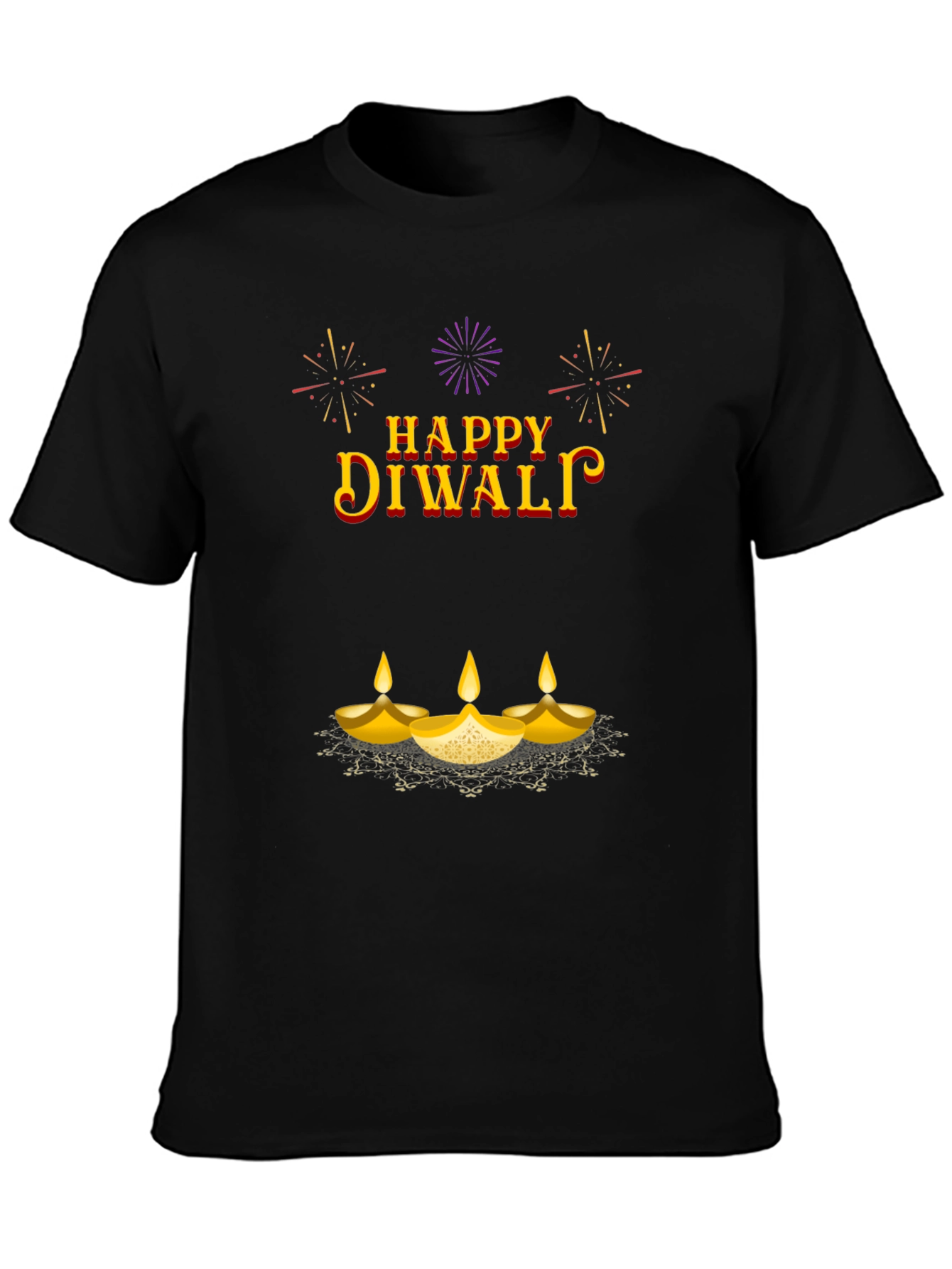 Happy Diwali Graphic T-Shirt - Black