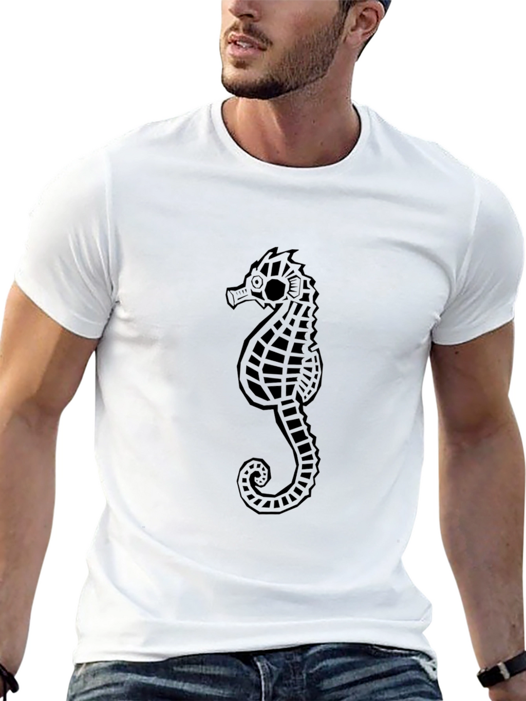 Sea Horse Graphic Black T-Shirt