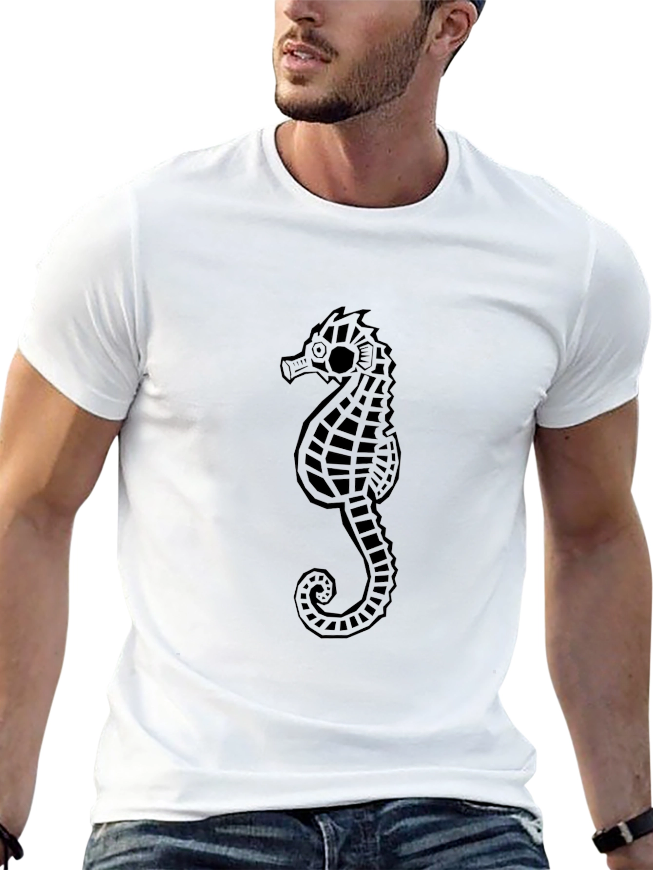 Sea Horse Graphic Black T-Shirt
