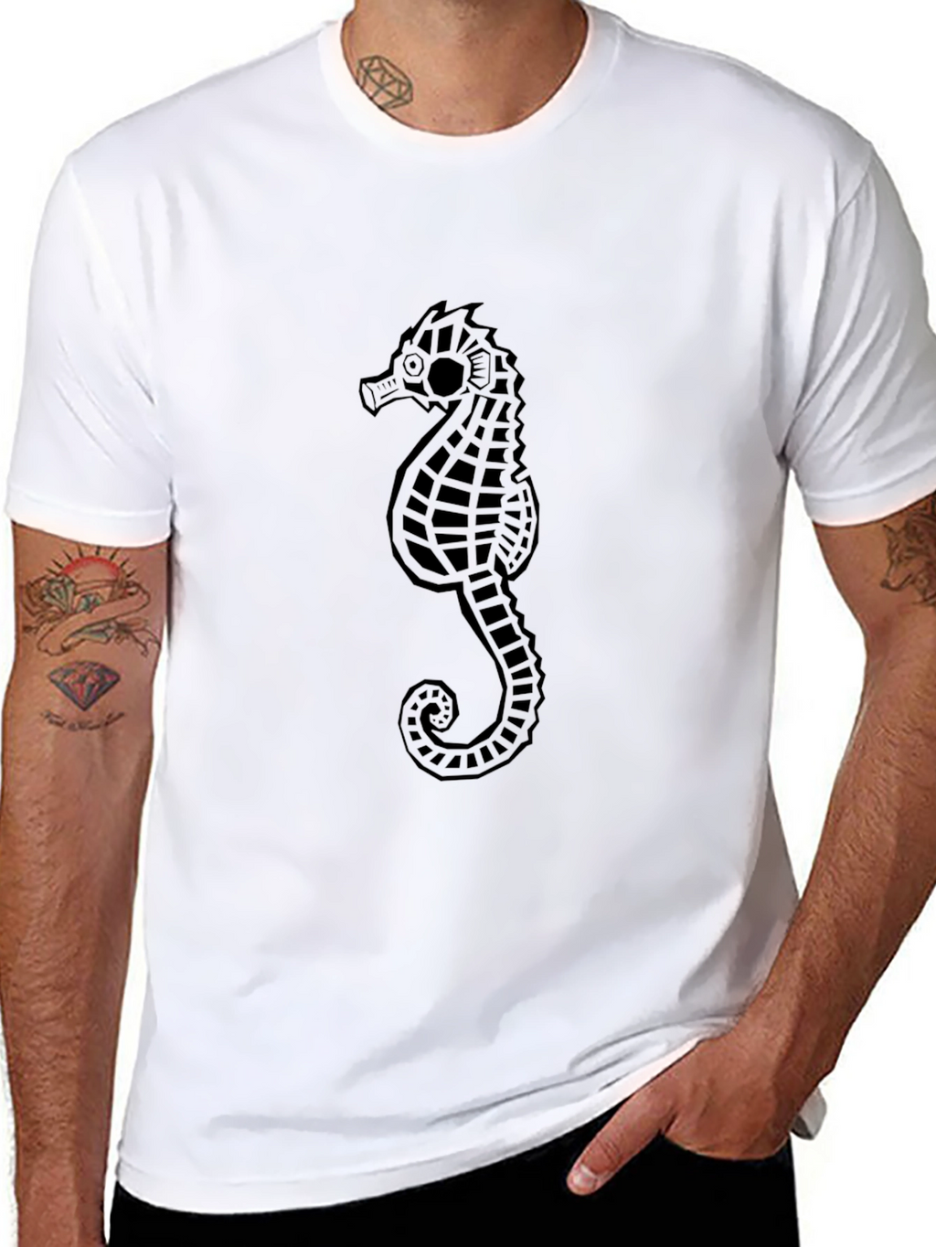 Sea Horse Graphic Black T-Shirt