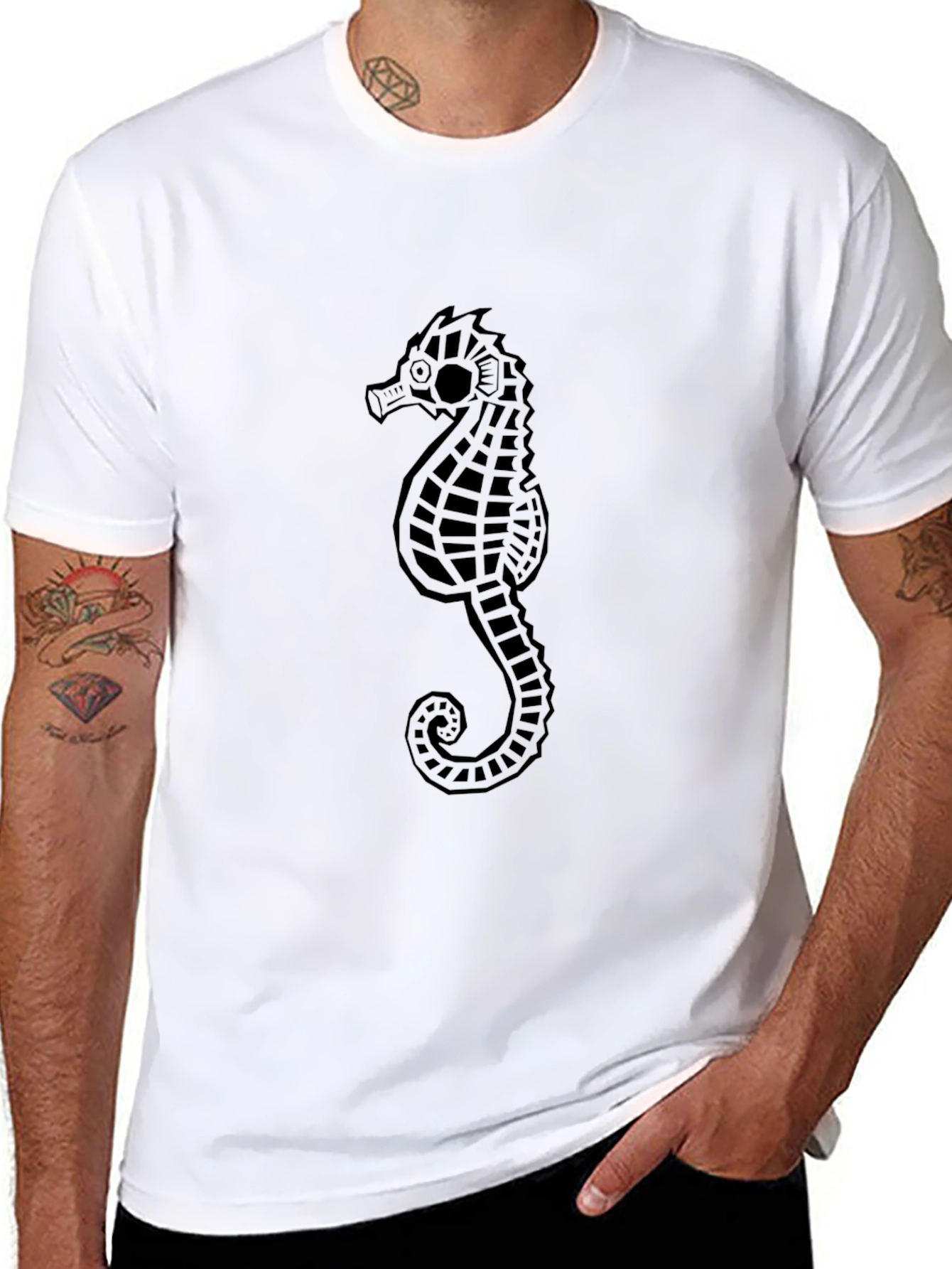 Sea Horse Graphic Black T-Shirt