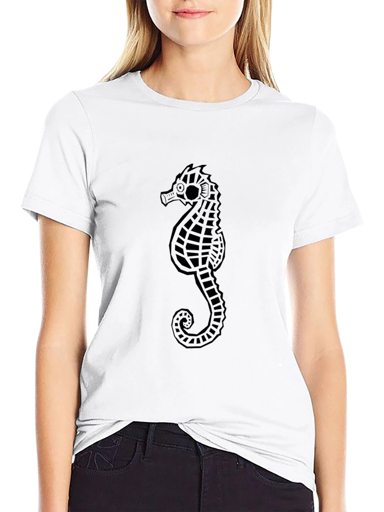 Sea Horse Graphic Black T-Shirt
