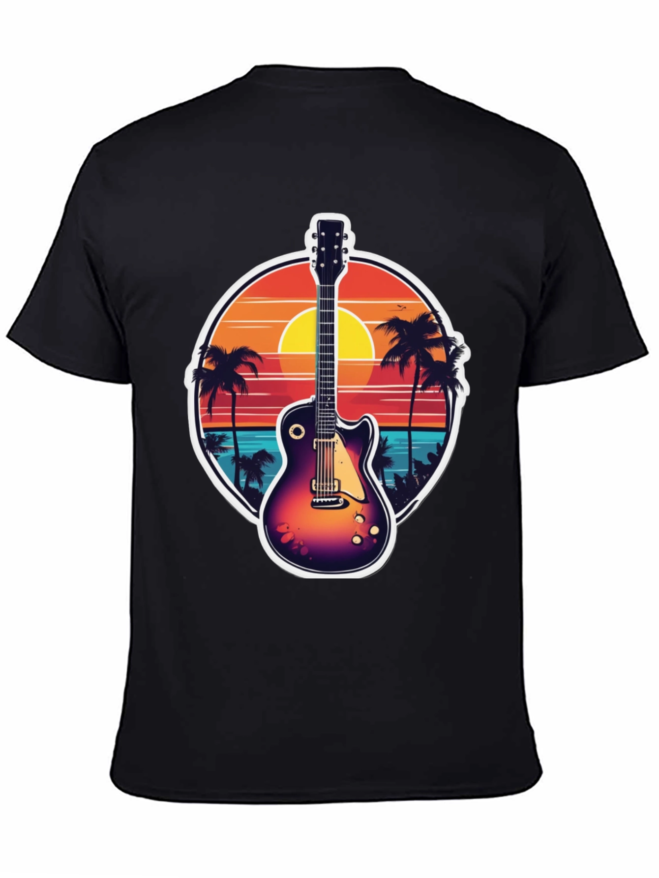 Sunset Guitar Tee: Island Vibes T-Shirt