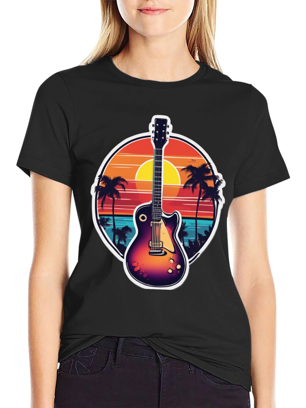 Sunset Guitar Tee: Island Vibes T-Shirt