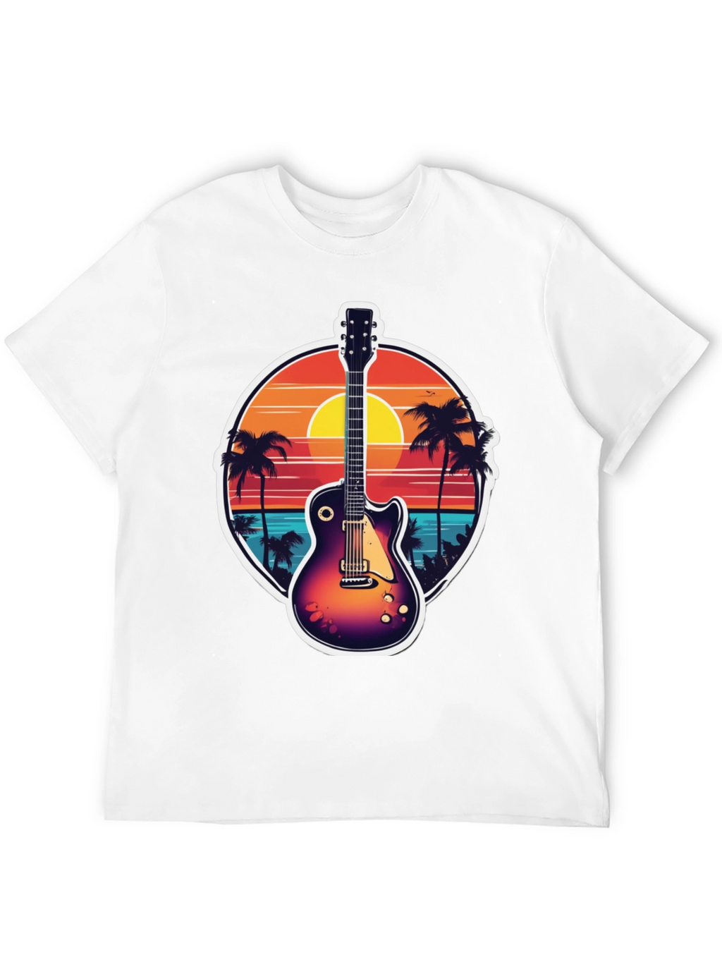 Sunset Guitar Tee: Island Vibes T-Shirt