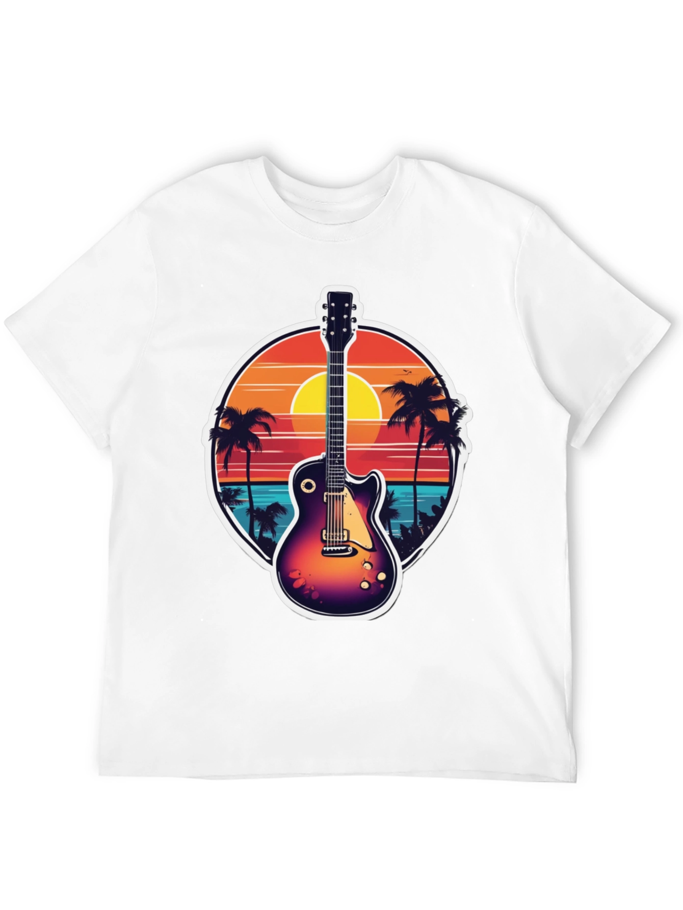 Sunset Guitar Tee: Island Vibes T-Shirt