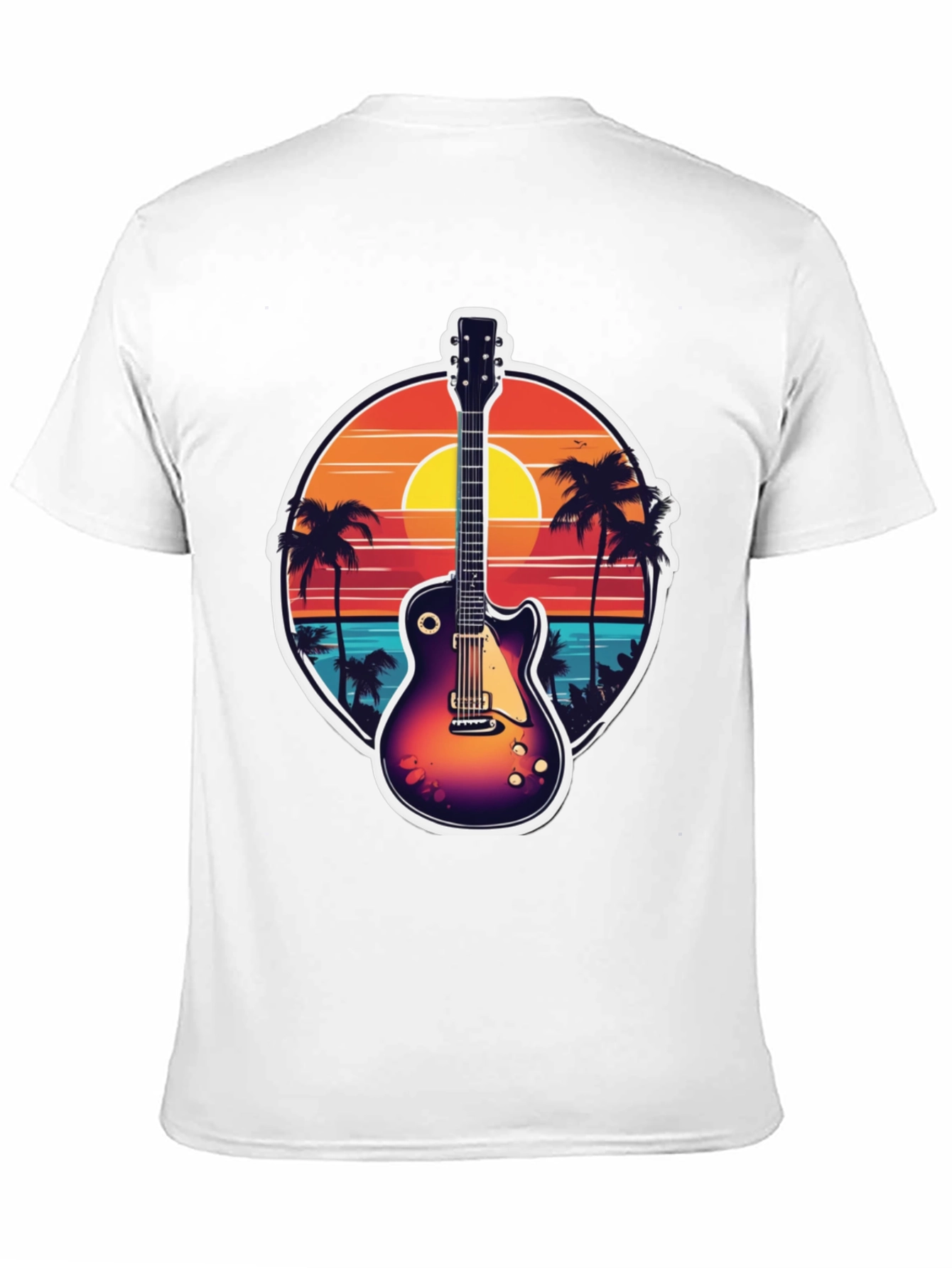 Sunset Guitar Tee: Island Vibes T-Shirt