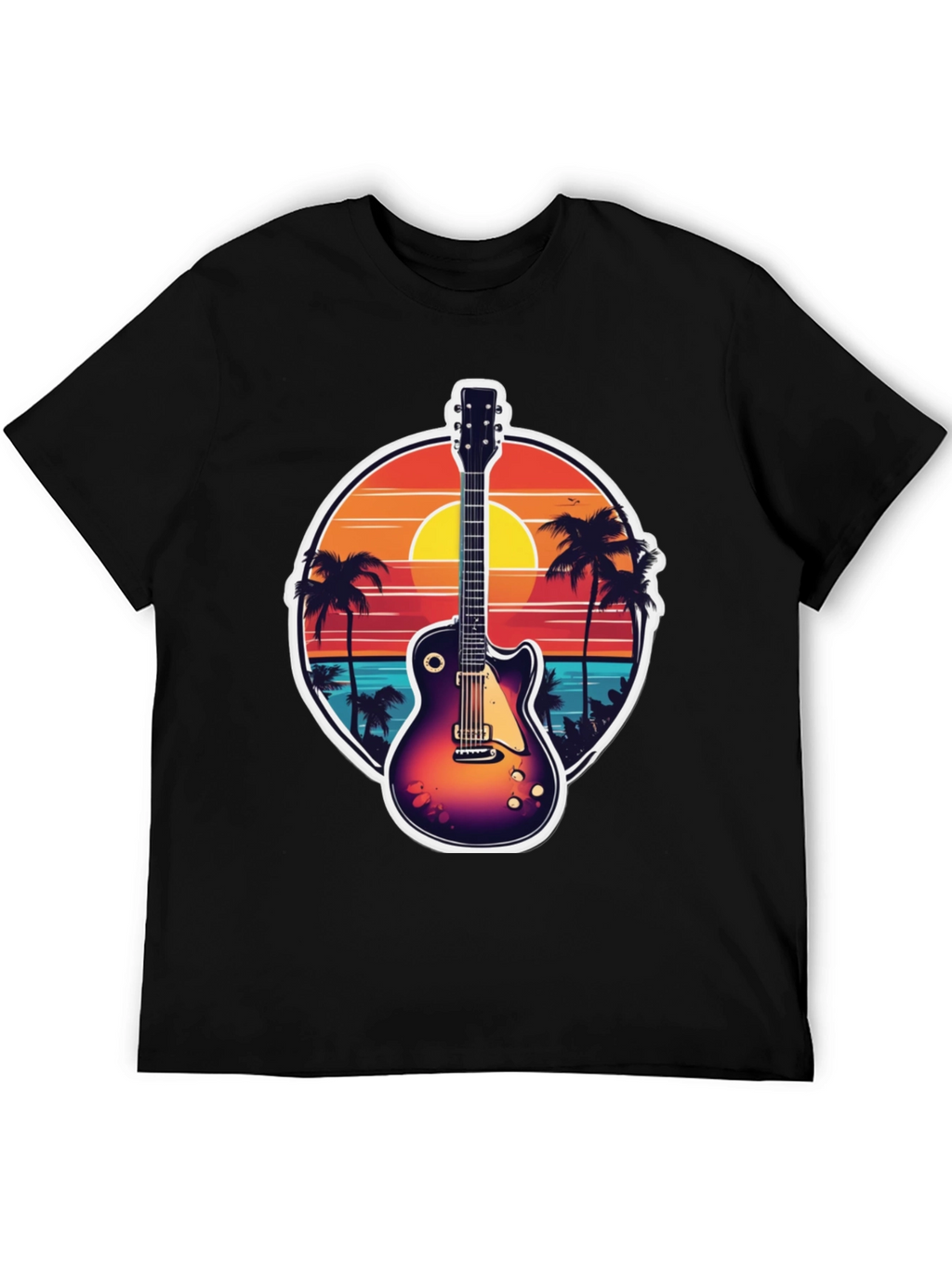 Sunset Guitar Tee: Island Vibes T-Shirt