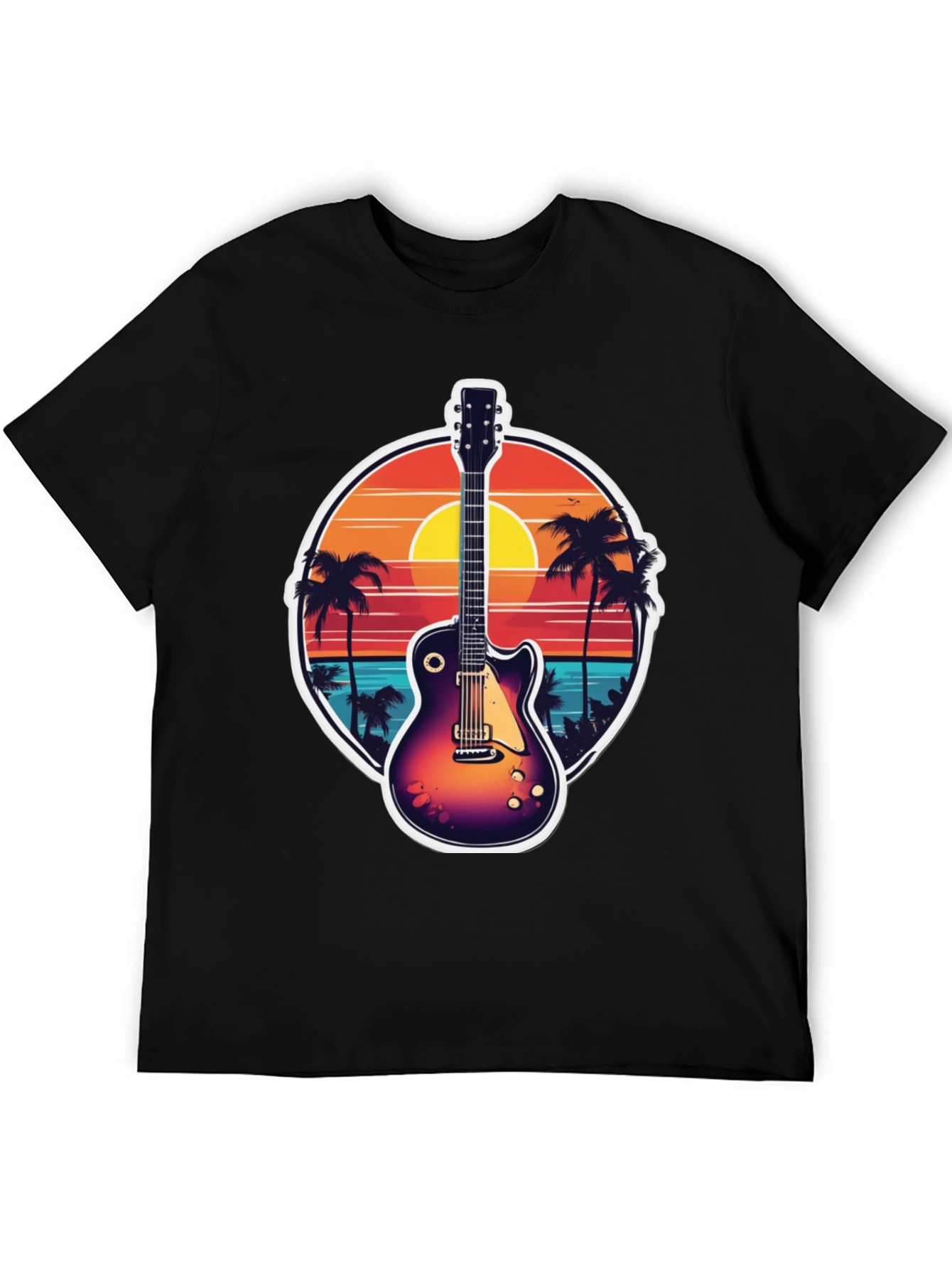 Sunset Guitar Tee: Island Vibes T-Shirt