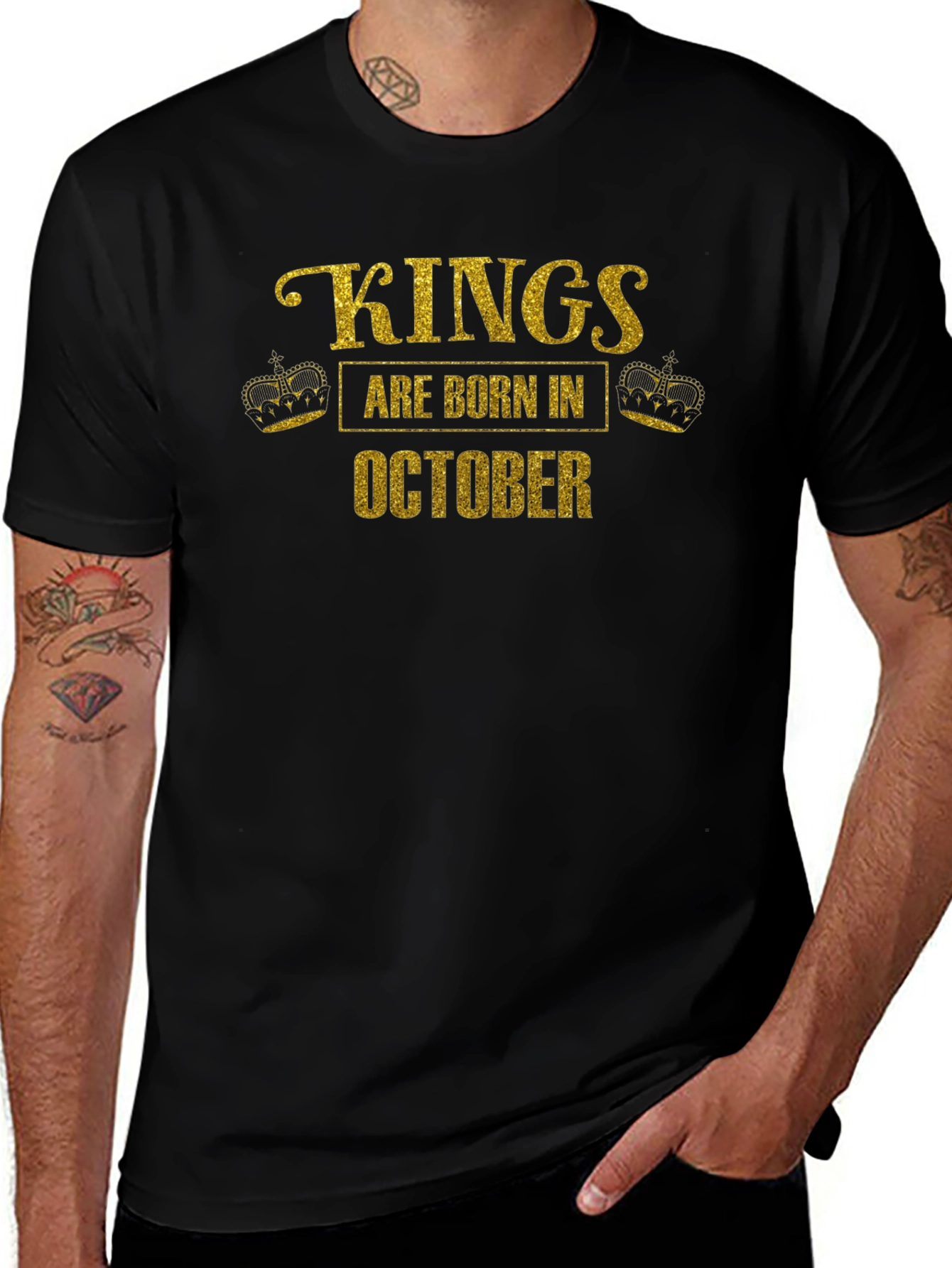 Kings Are Born In October Black T-Shirt