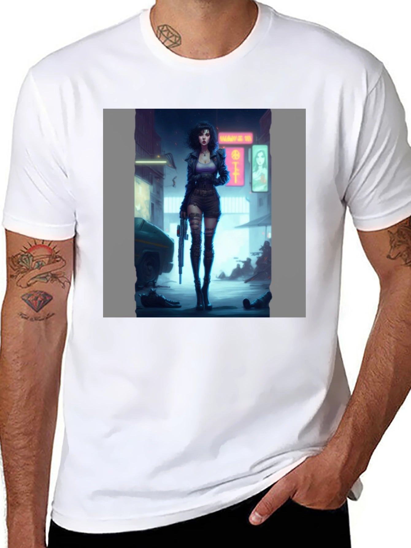 Cyberpunk Girl Graphic Black T-Shirt