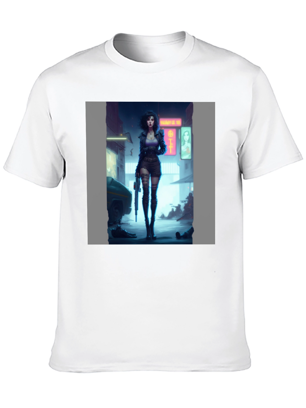 Cyberpunk Girl Graphic Black T-Shirt