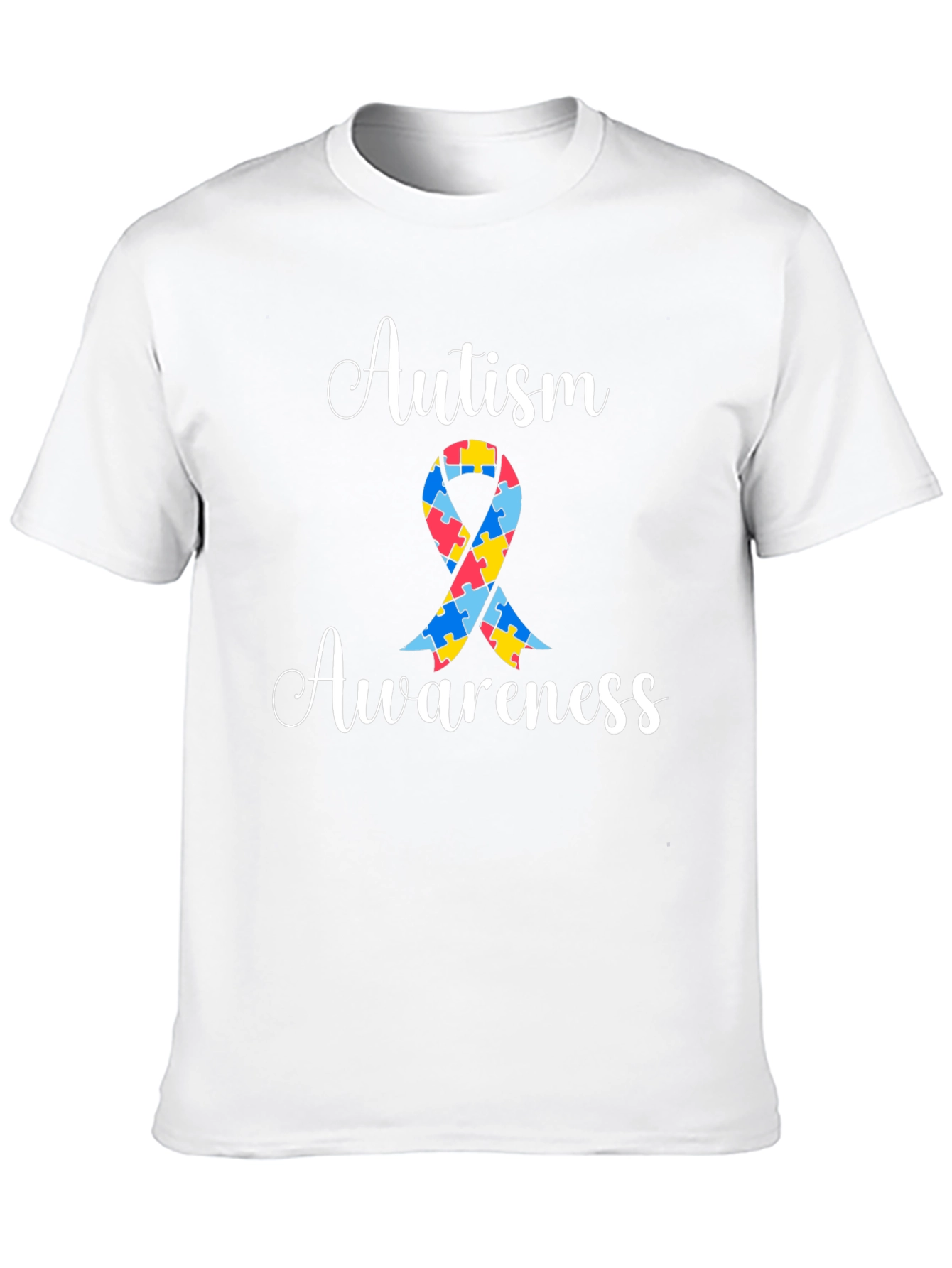 Autism Awareness Puzzle Ribbon Graphic Tee