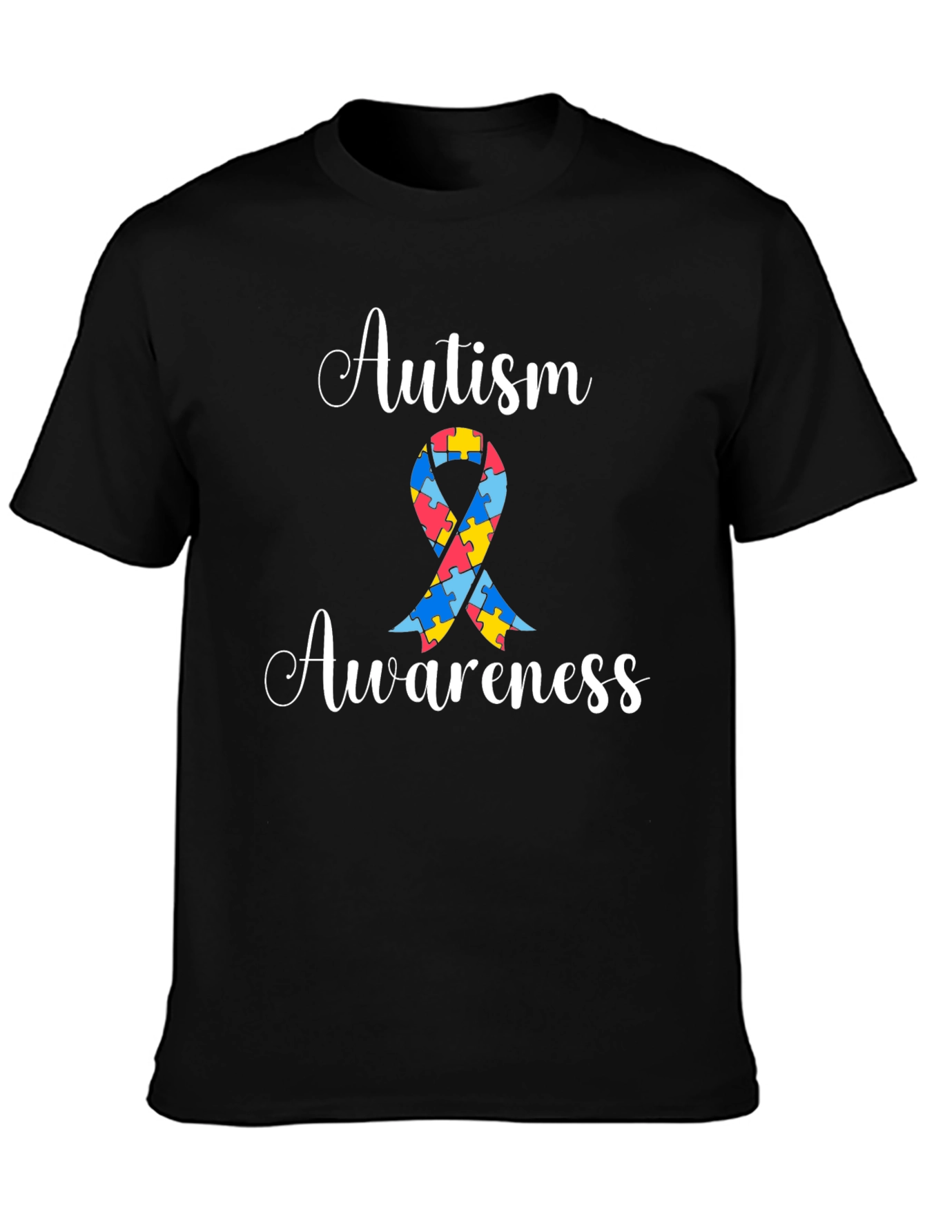 Autism Awareness Puzzle Ribbon Graphic Tee