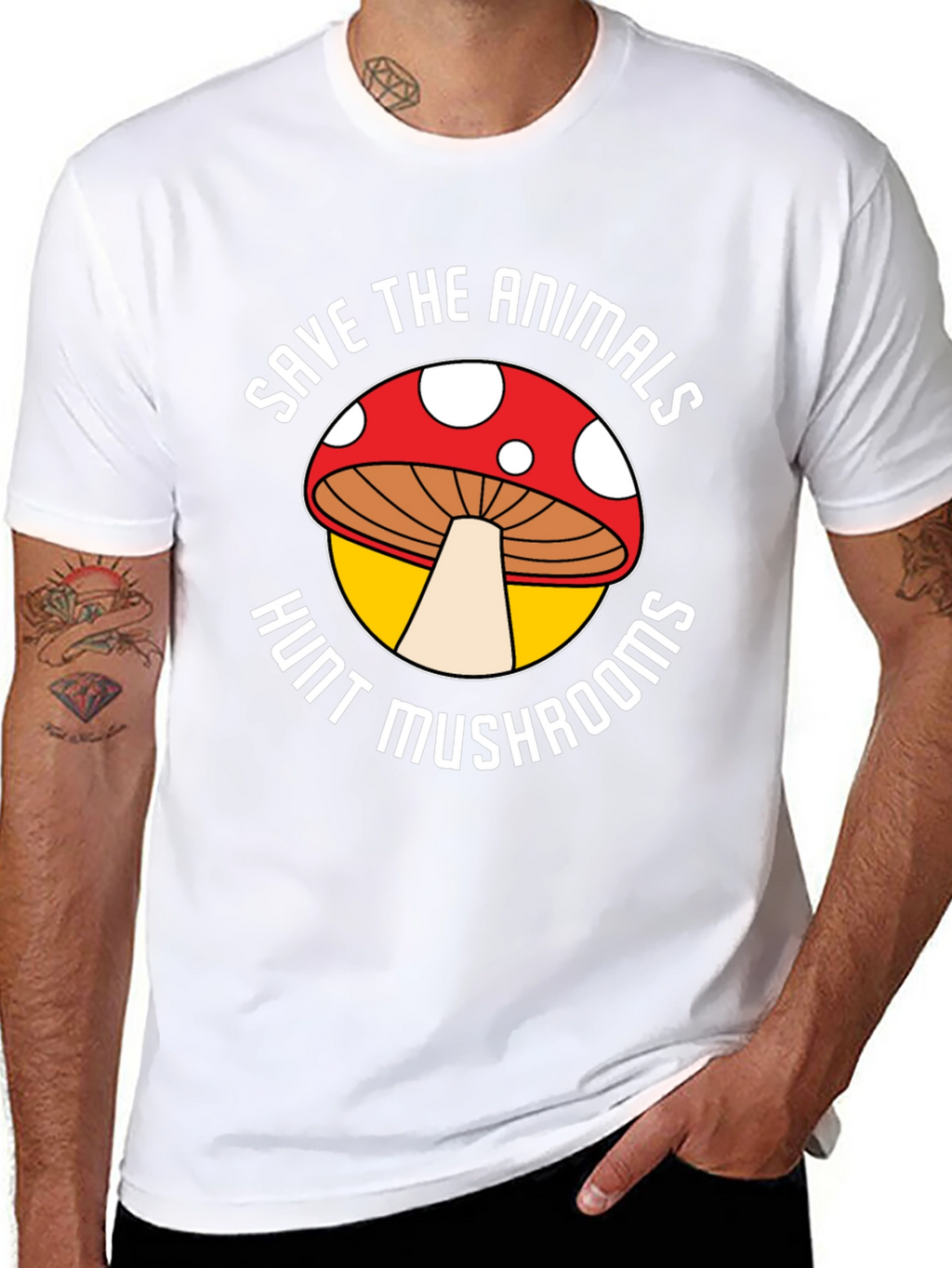 Save the Animals Hunt Mushrooms Graphic Tee