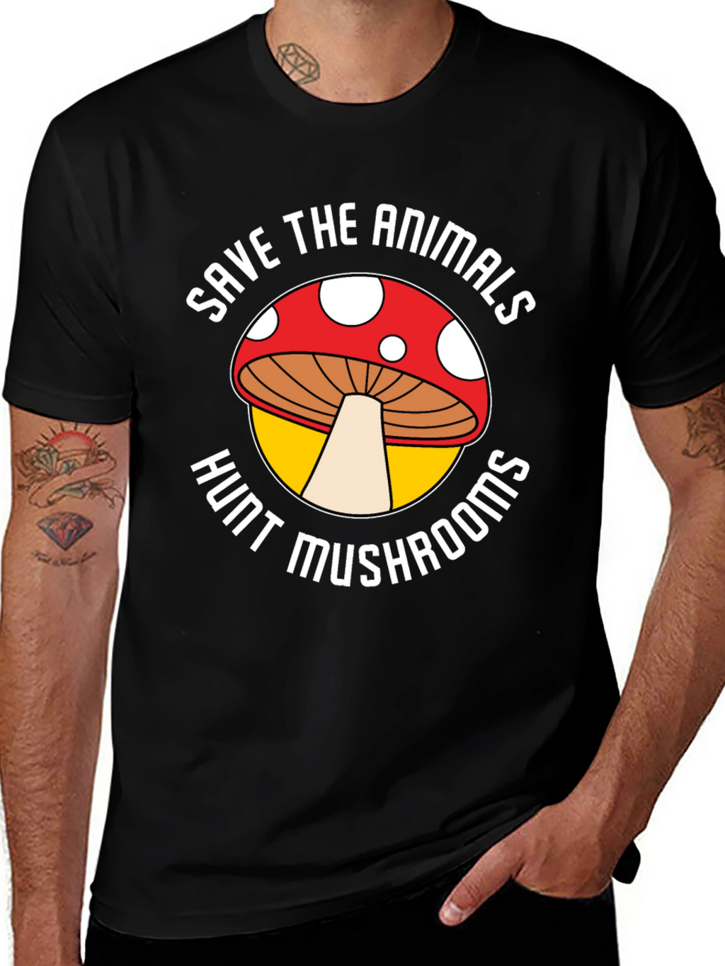 Save the Animals Hunt Mushrooms Graphic Tee