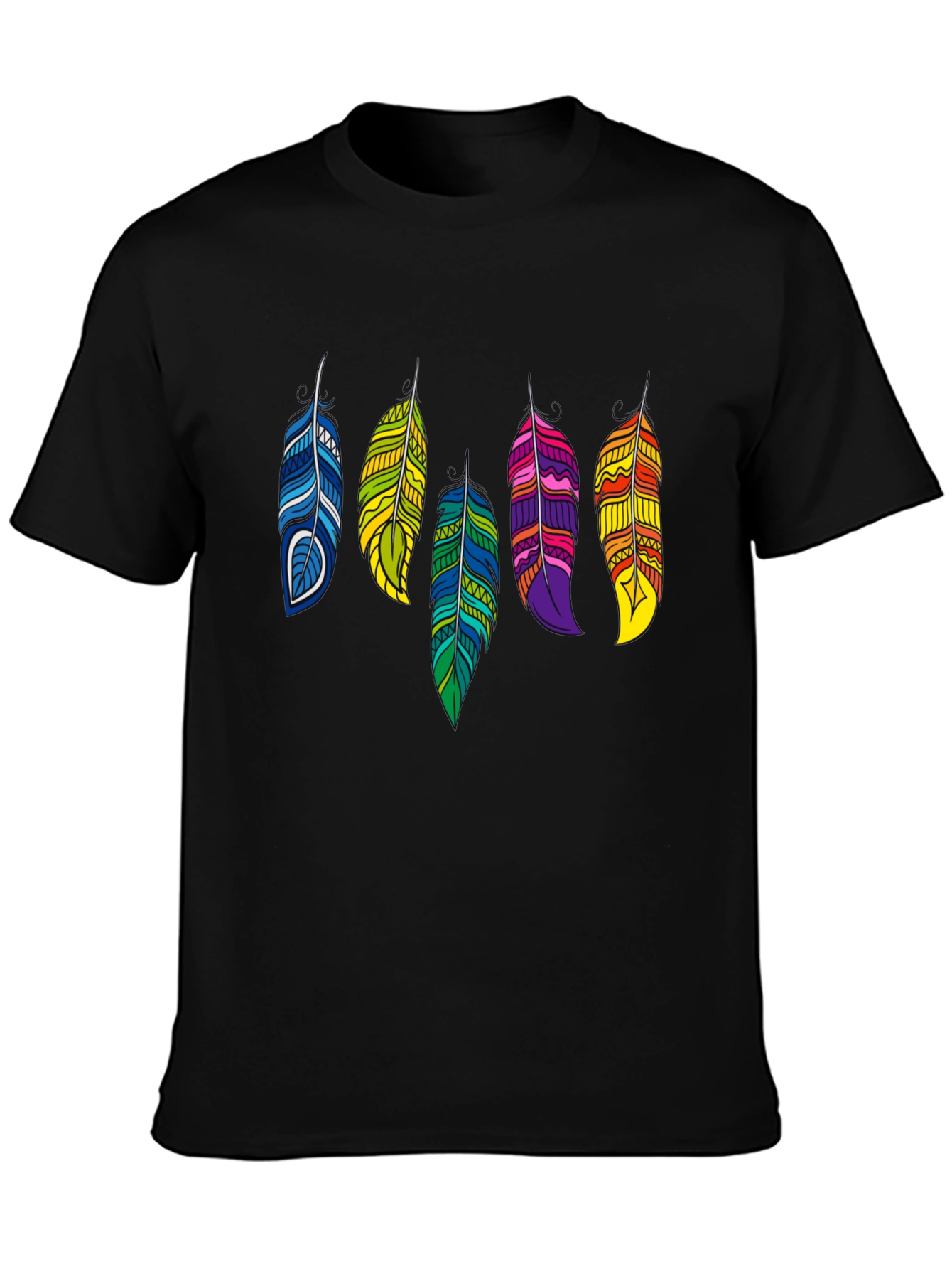 Feather Graphic Black Tee | Stylish Casual Wear
