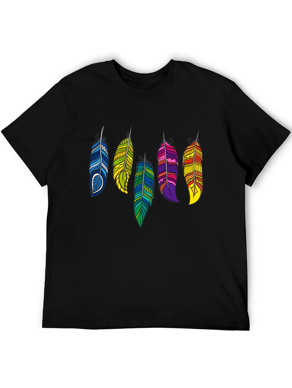 Feather Graphic Black Tee | Stylish Casual Wear