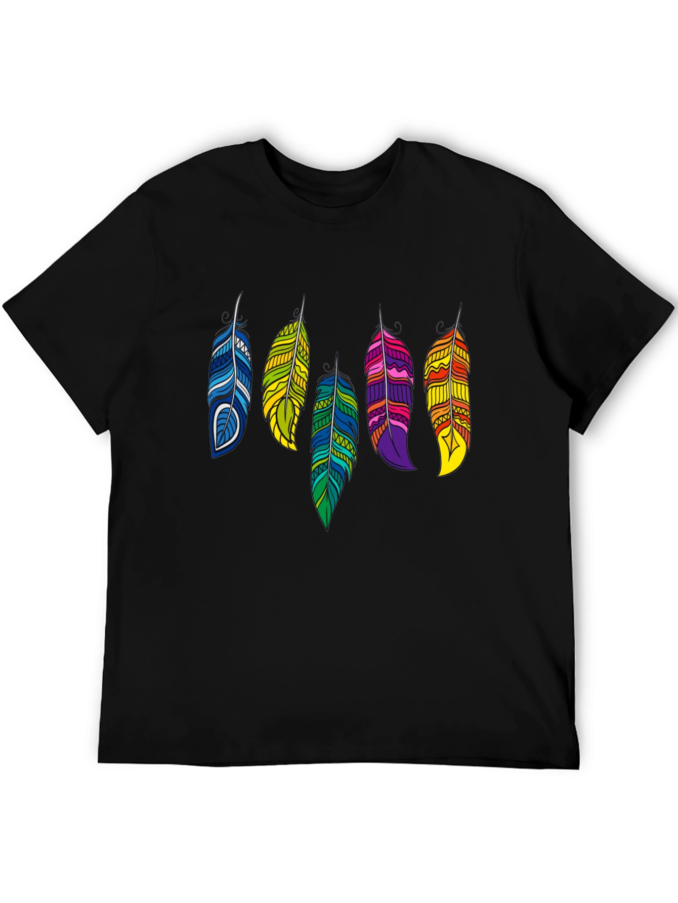 Feather Graphic Black Tee | Stylish Casual Wear