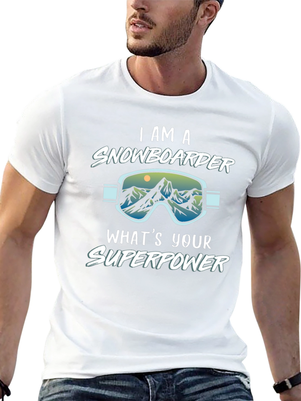 I am a Snowboarder Whats Your Superpower Black T-Shirt