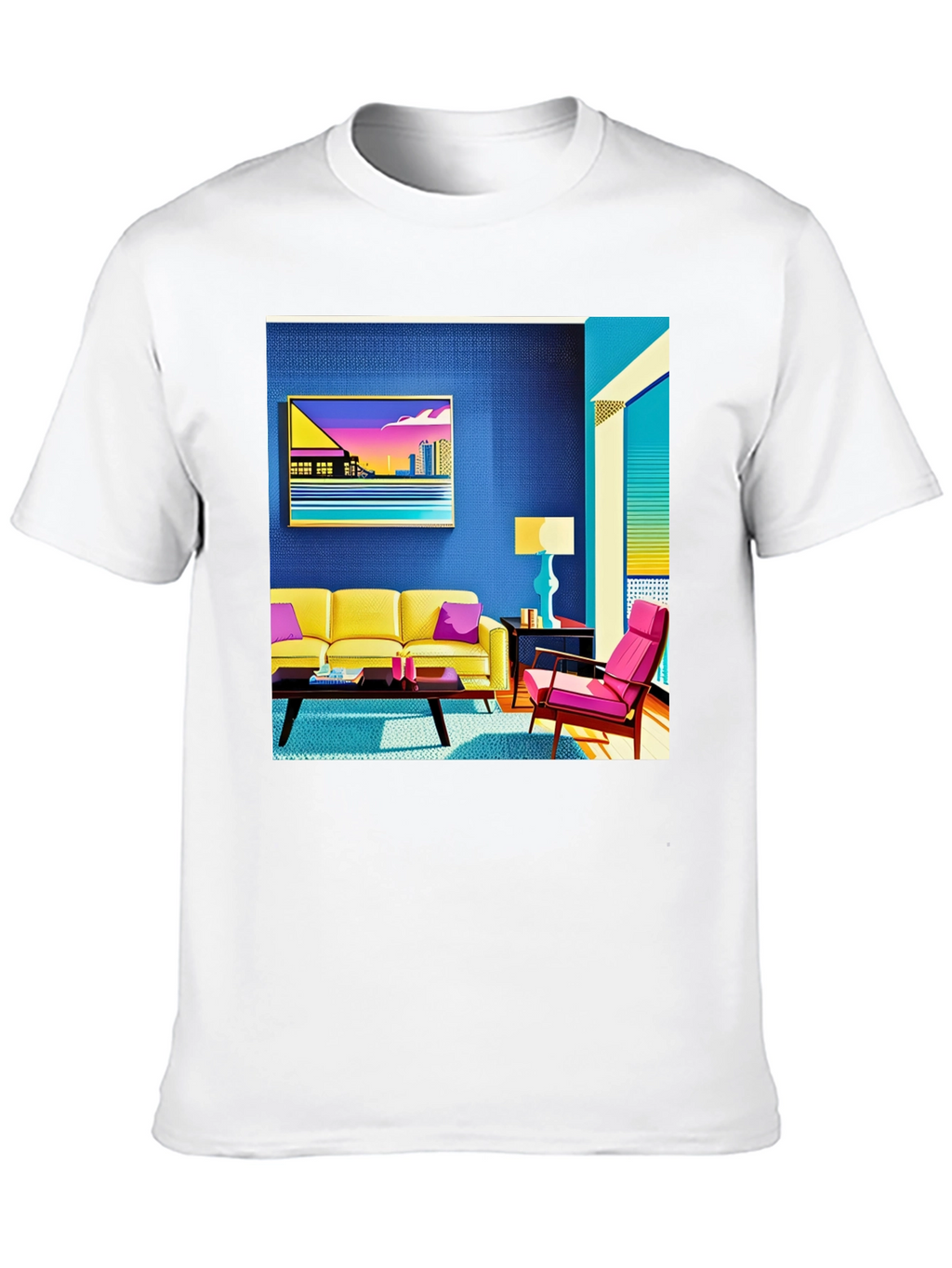 Modern Art Tee: Retro Living Room Graphic Print