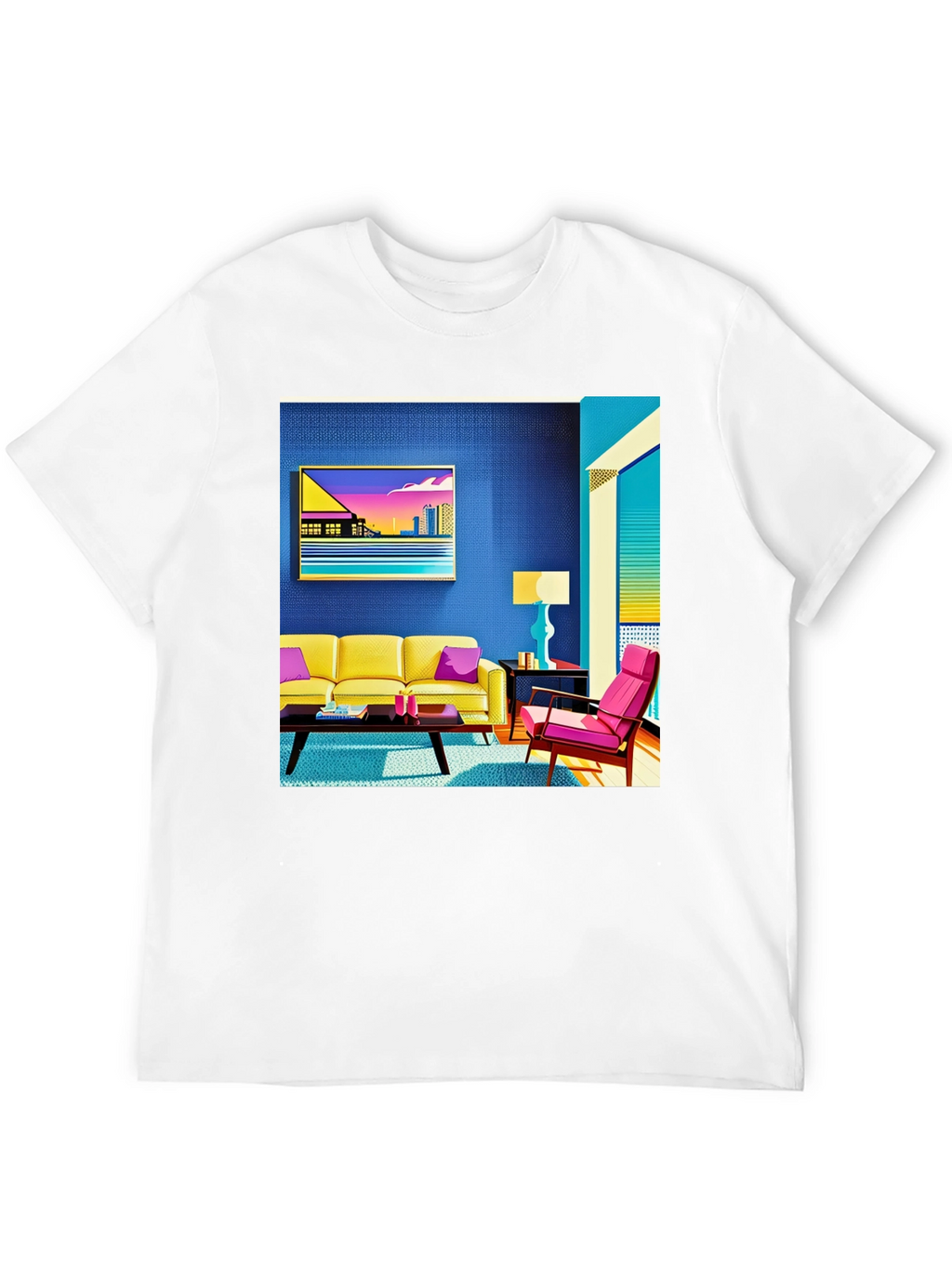 Modern Art Tee: Retro Living Room Graphic Print