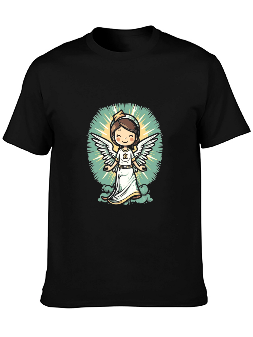 Angel Nurse Graphic Tee - Unisex Black T-Shirt