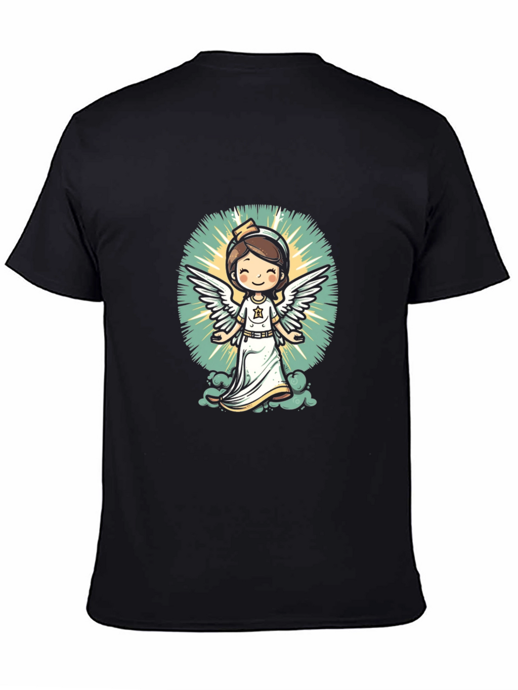 Angel Nurse Graphic Tee - Unisex Black T-Shirt