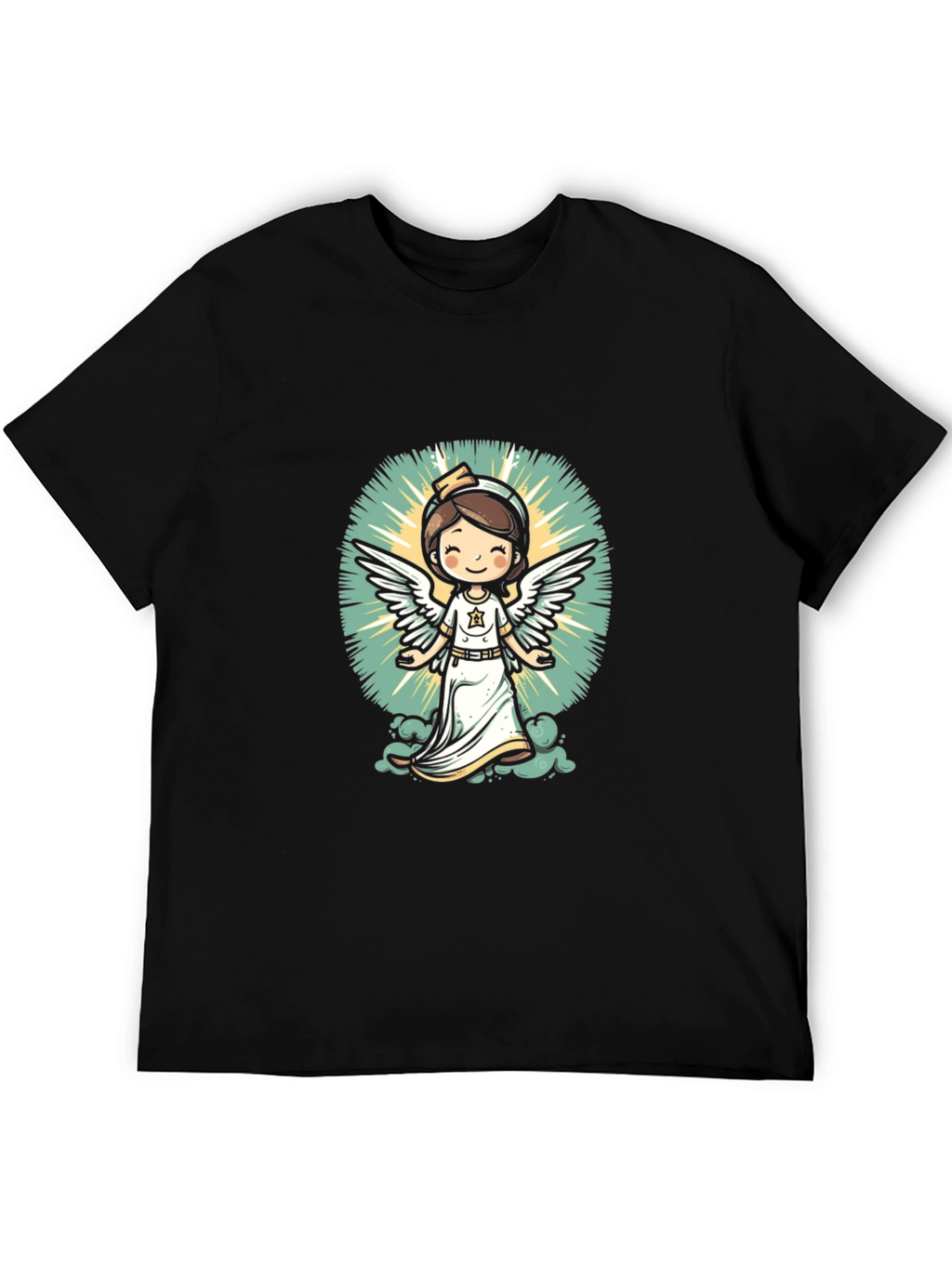 Angel Nurse Graphic Tee - Unisex Black T-Shirt