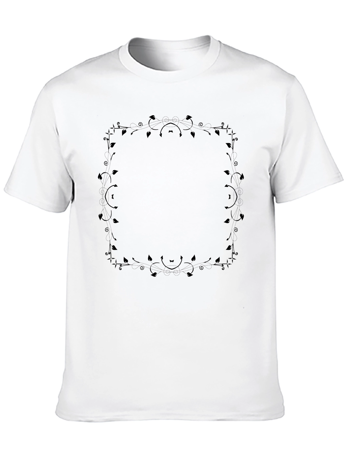 Floral Frame Black T-Shirt