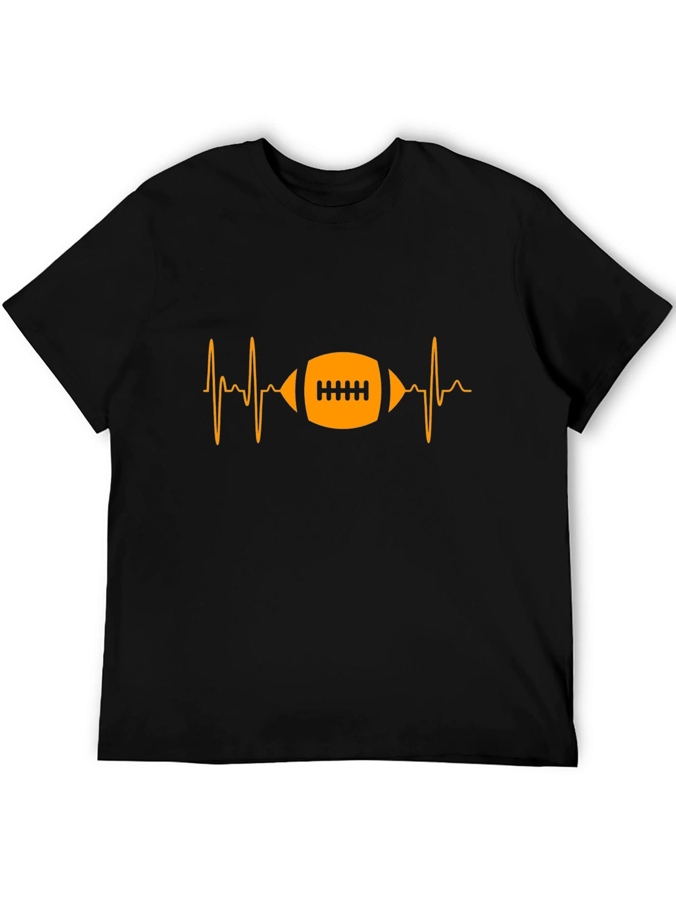 Football Heartbeat Black Graphic T-Shirt