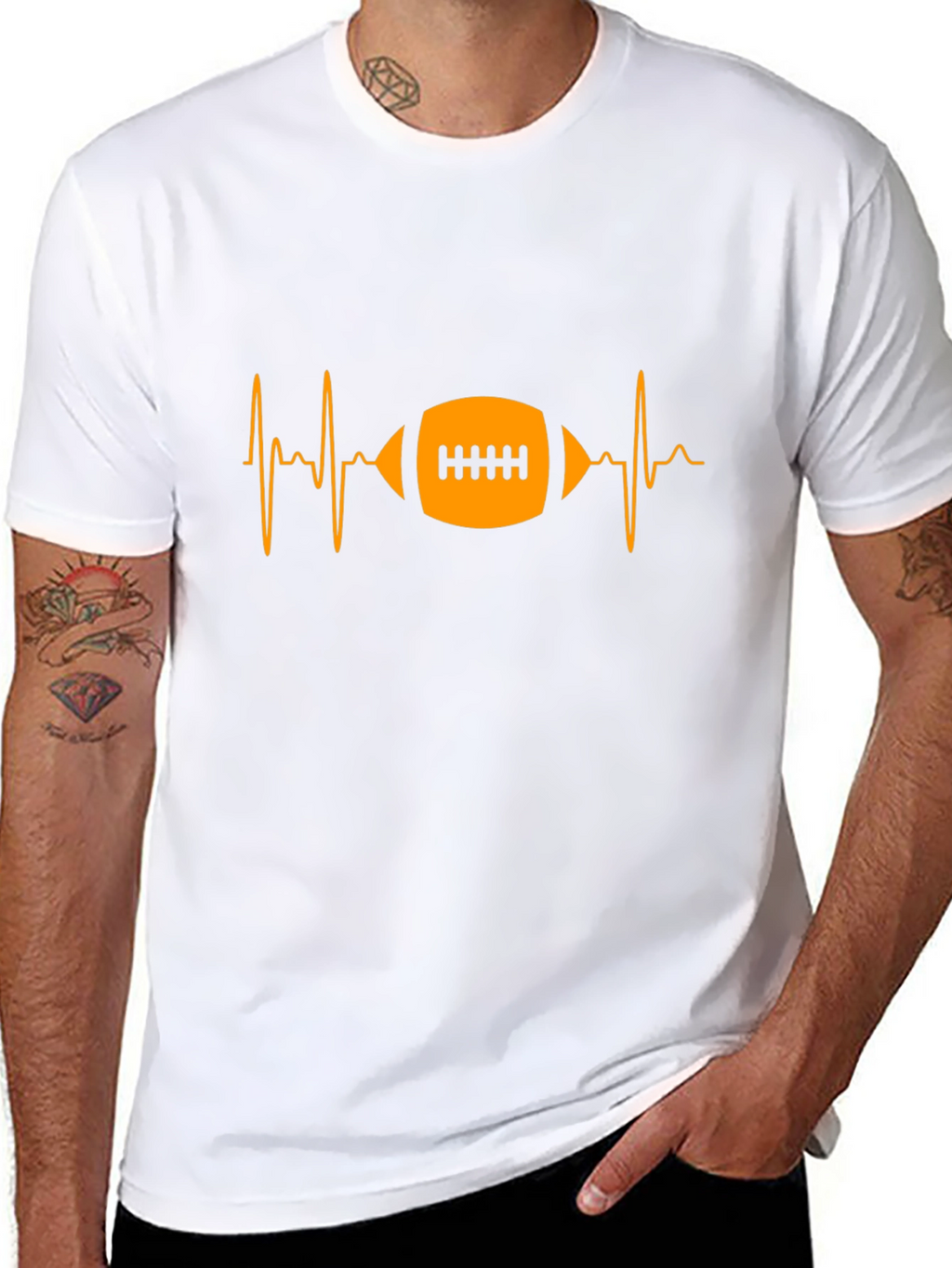 Football Heartbeat Black Graphic T-Shirt